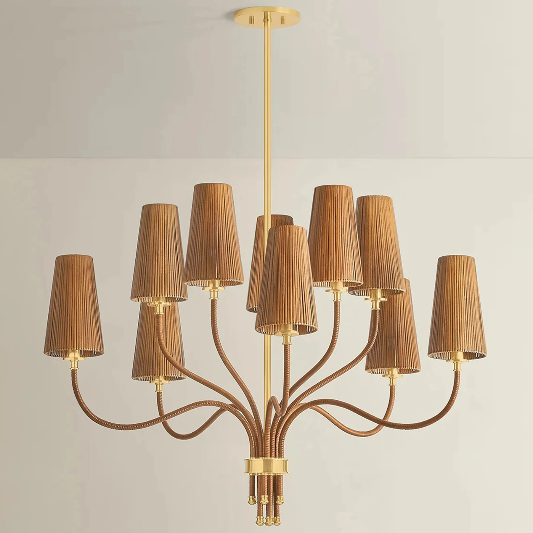 Atwood 10 Light Chandelier, Aged Brass - Image 2