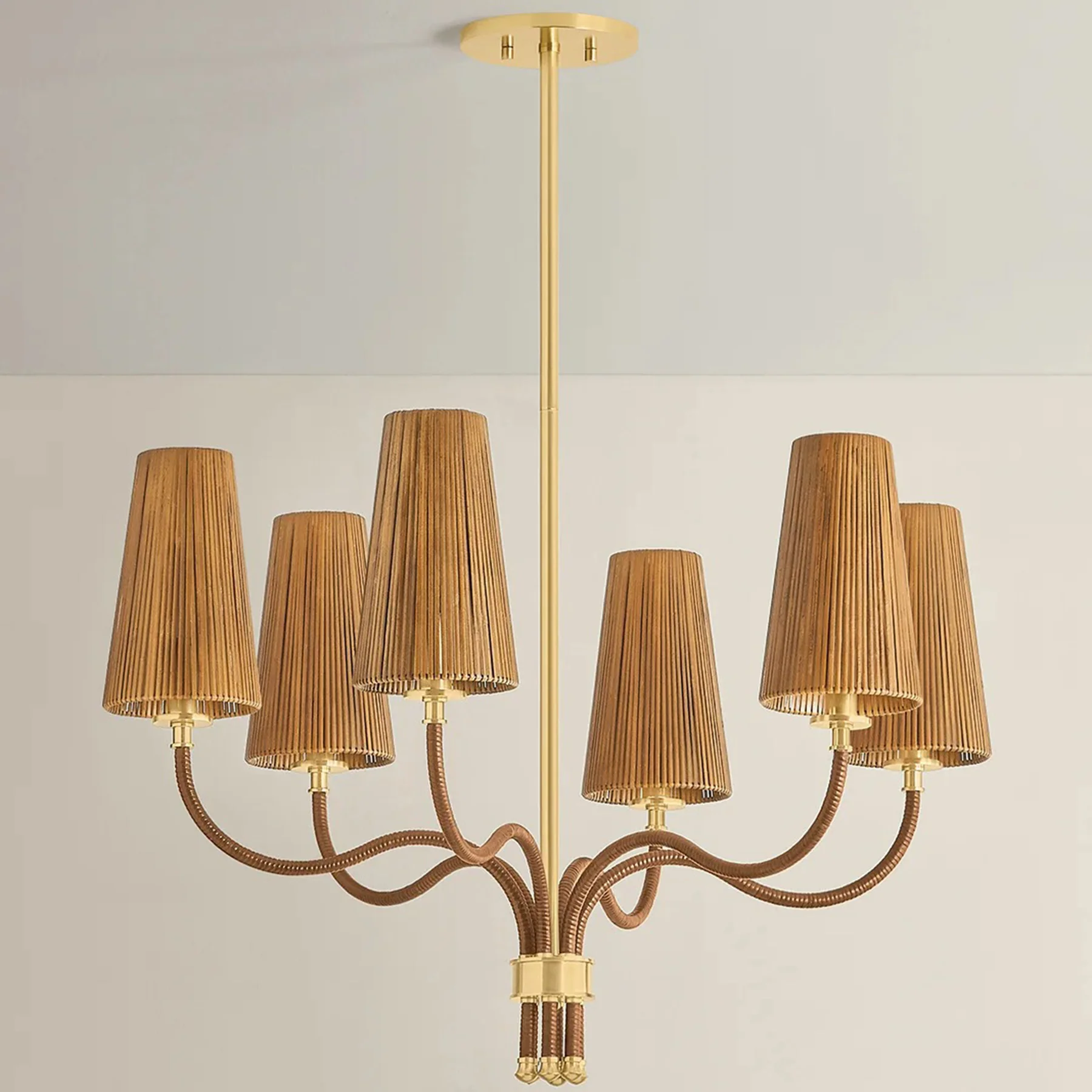 Atwood 6 Light Chandelier, Aged Brass - Image 2