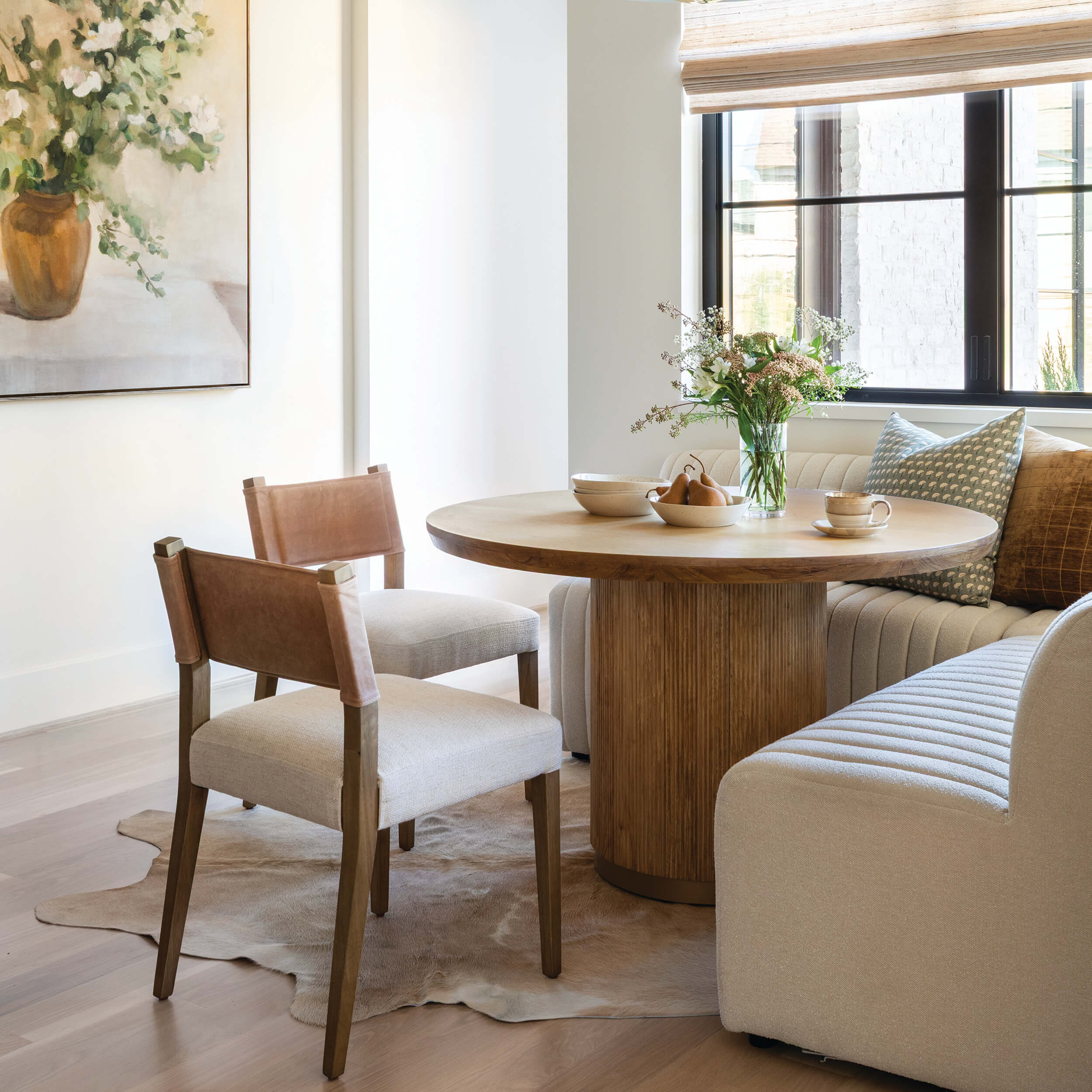 Augustine 106" Dining U-Shape Banquette, Capri Oatmeal by Four Hands - Image 5