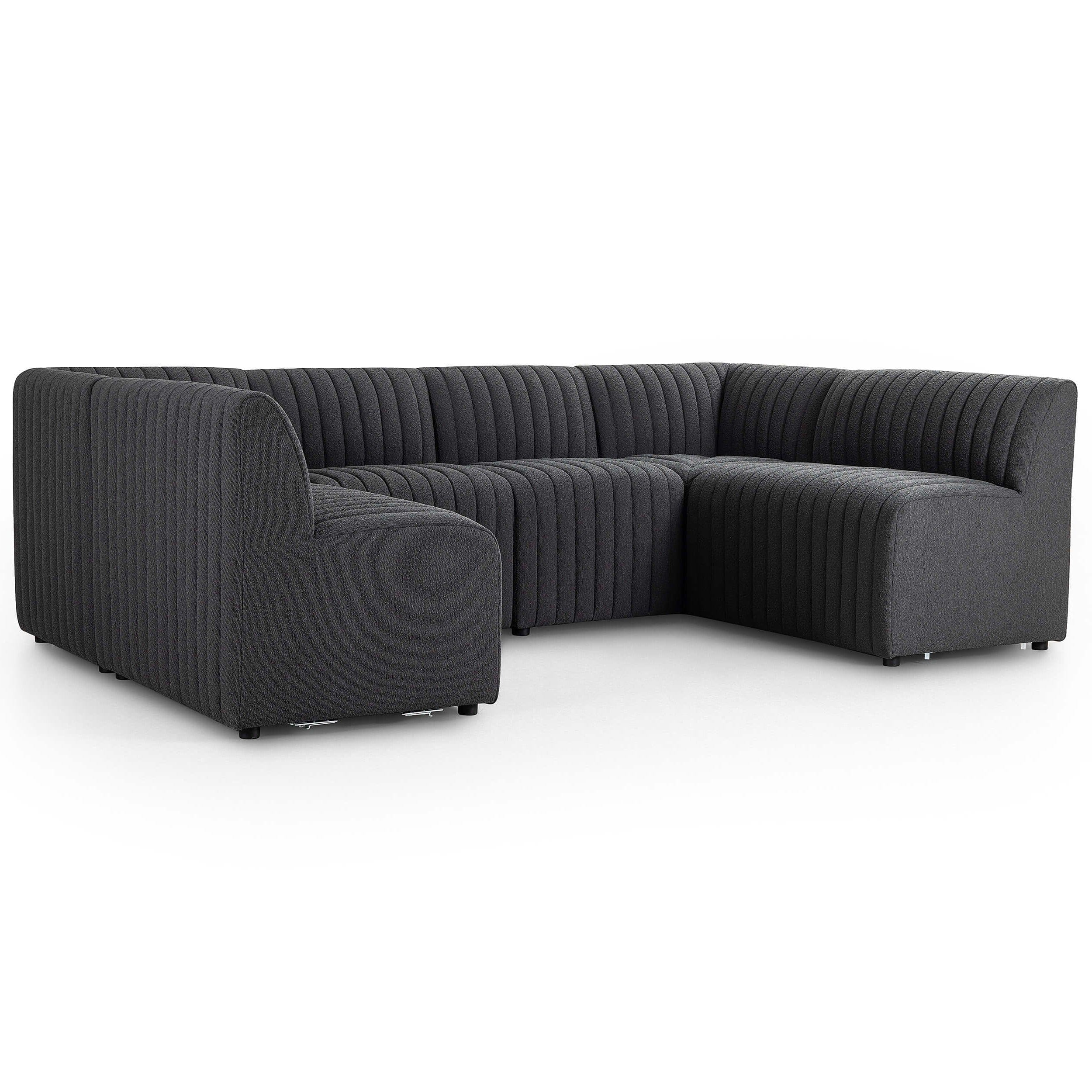 Augustine 106" U-Shaped Dining Banquette, Boucle Charcoal