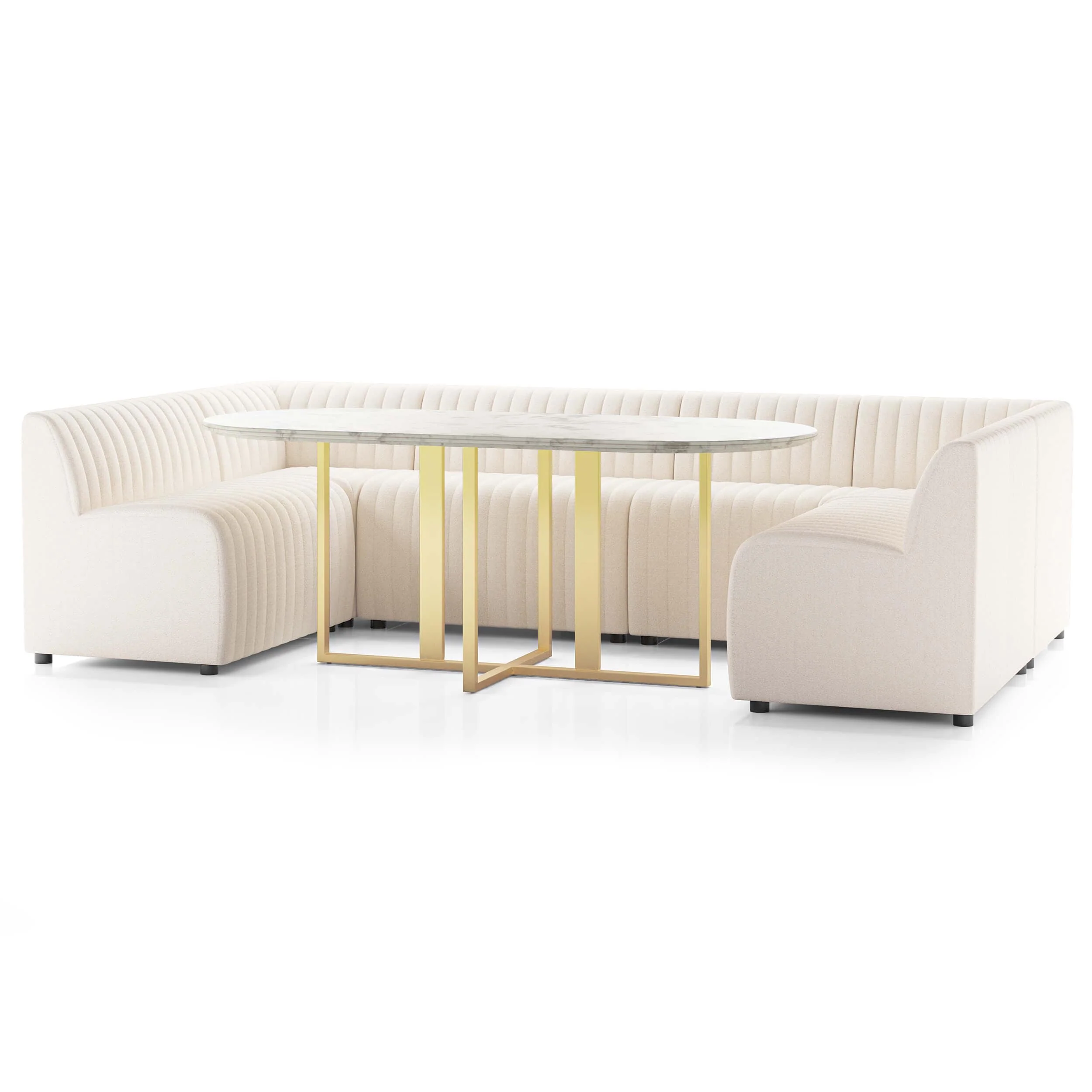 Augustine 120" Dining U-Shape Banquette, Capri Oatmeal by Four Hands - Image 5