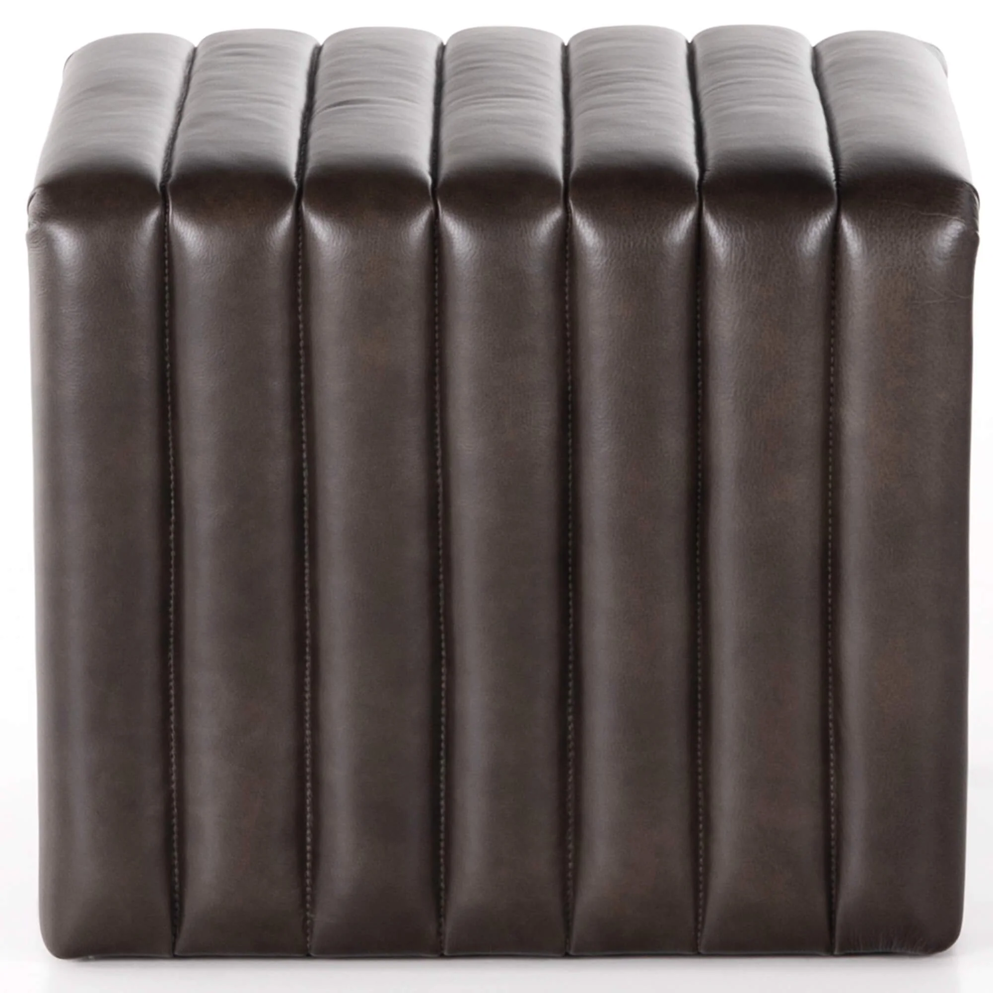 Augustine 21" Leather Ottoman, Deacon Wolf - Image 3