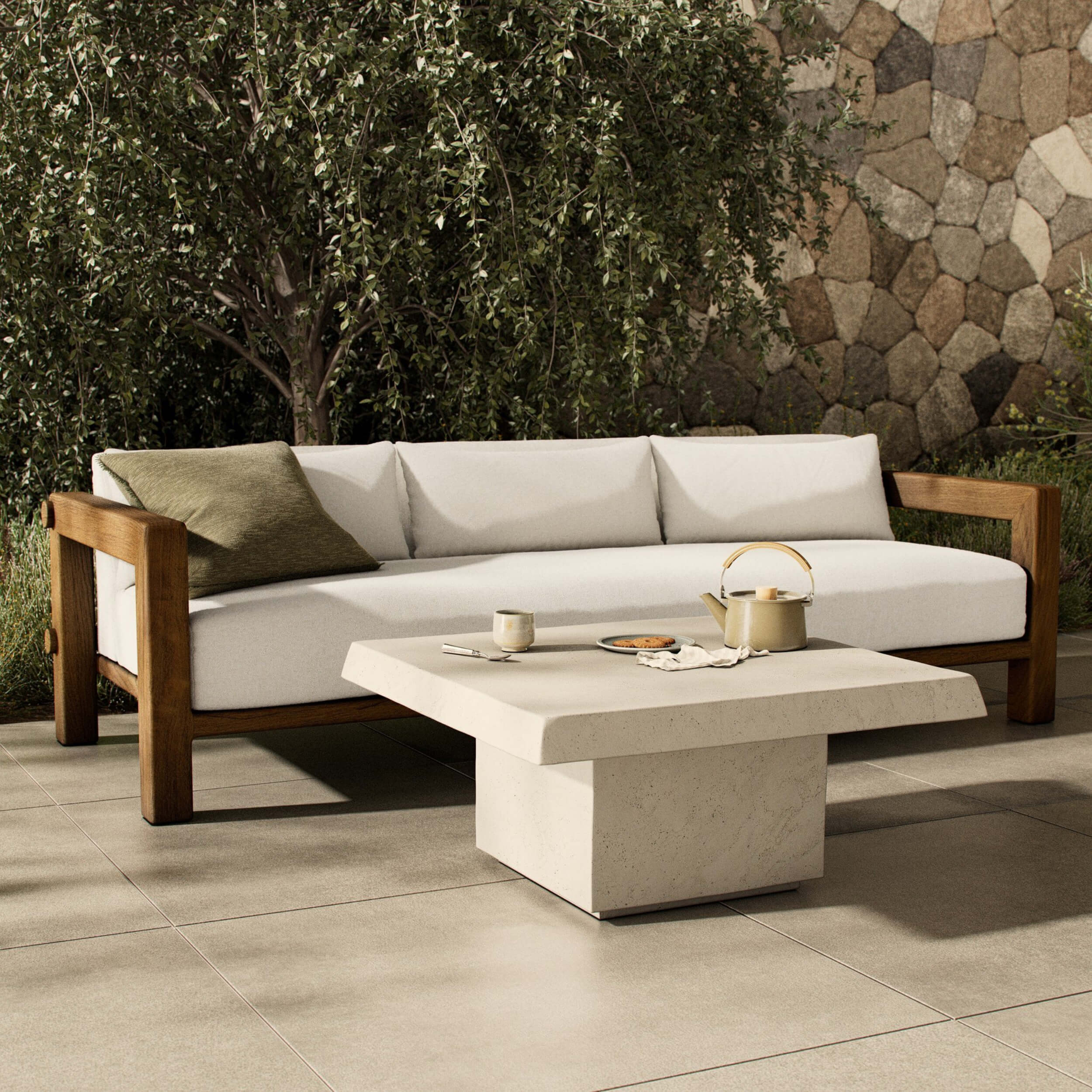 Avila Outdoor Coffee Table, Aged White by Amber Lewis x Four Hands - Image 5