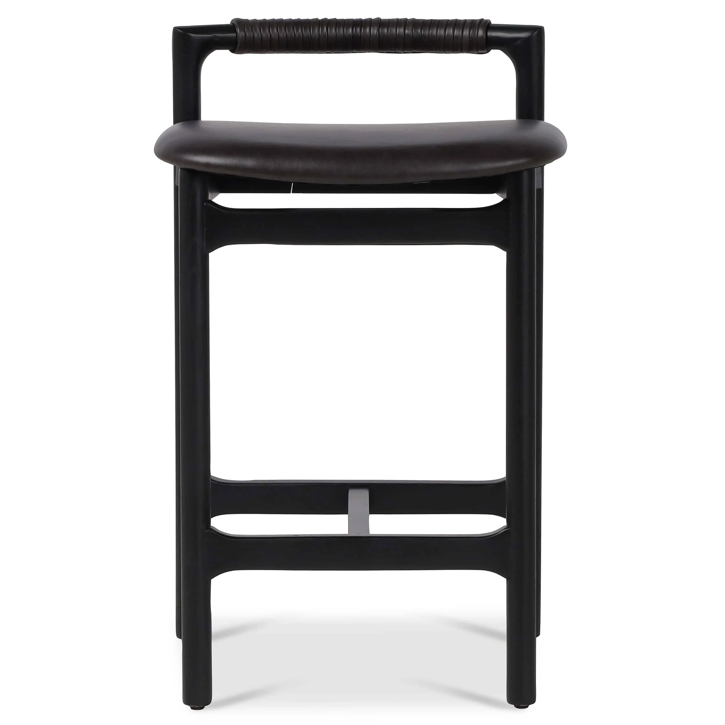 Baden Leather Bar & Counter Stool, Sonoma Black by Four Hands - Image 2