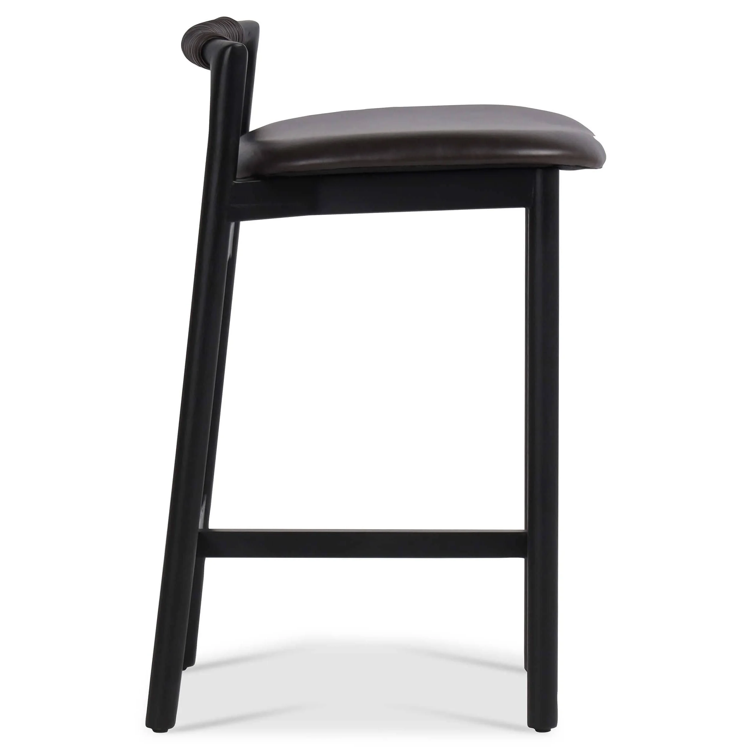 Baden Leather Bar & Counter Stool, Sonoma Black by Four Hands - Image 3