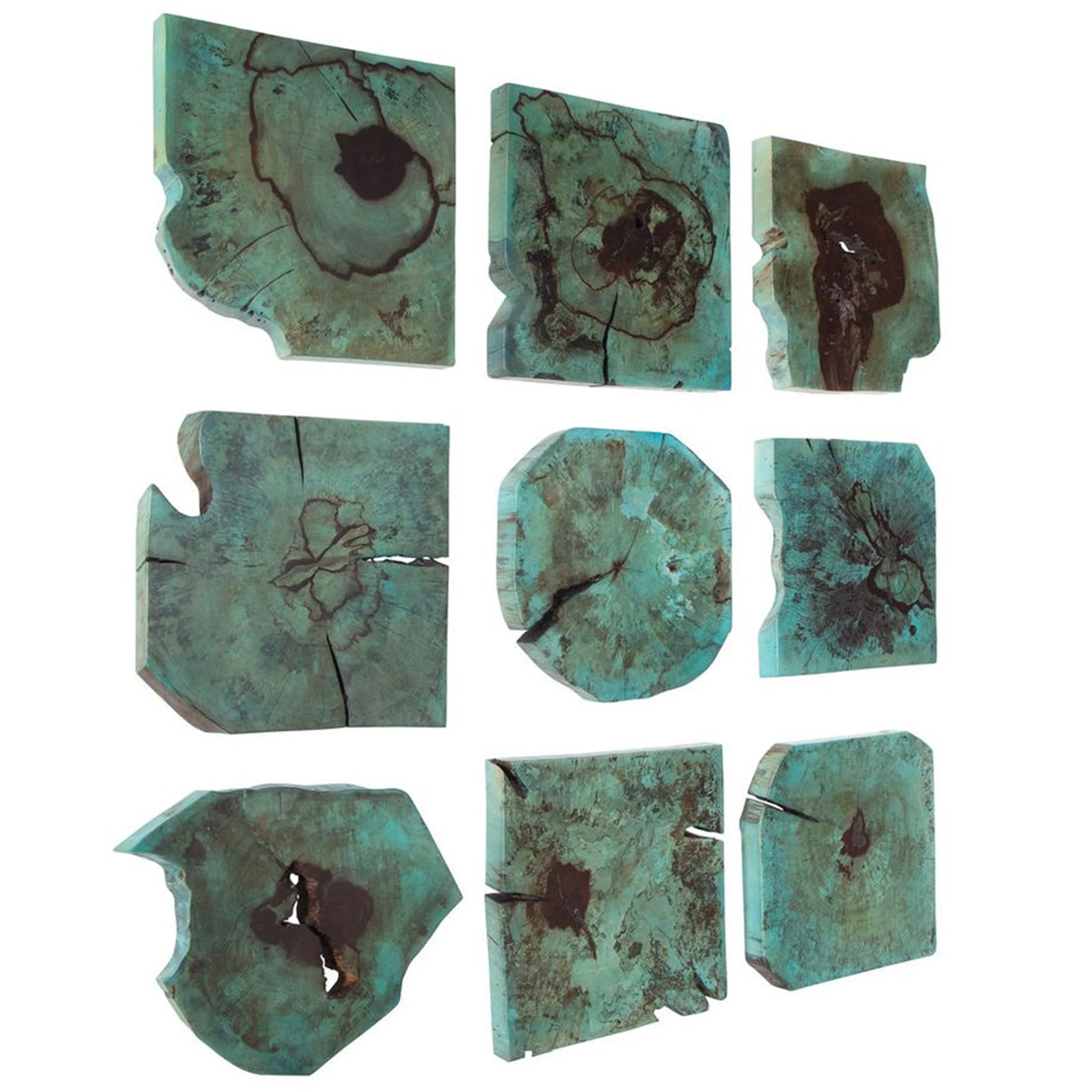 Bahati Wood Wall Decor, Blue, Set of 9 - Image 2