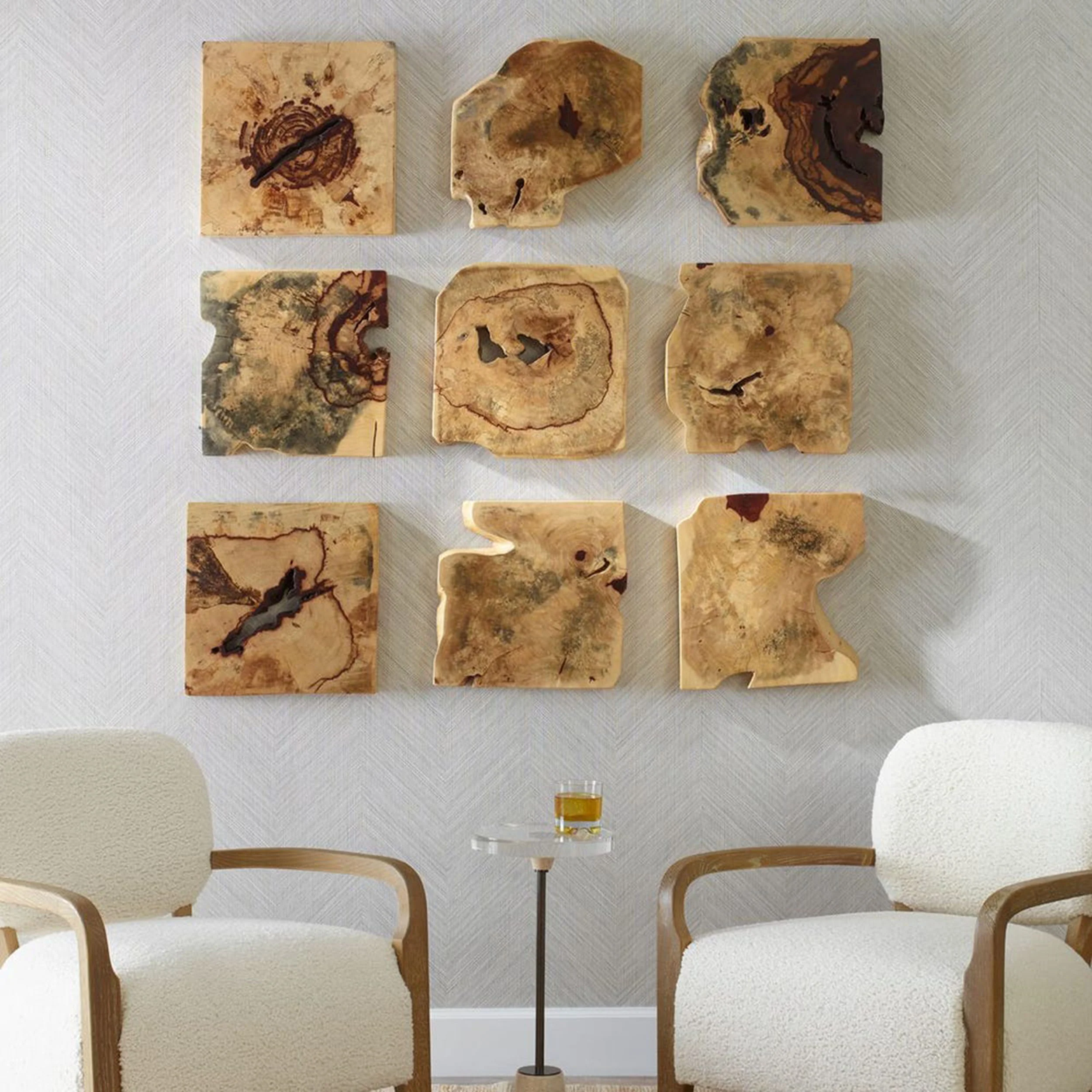 Bahati Wood Wall Decor, Natural, Set of 9 - Image 3