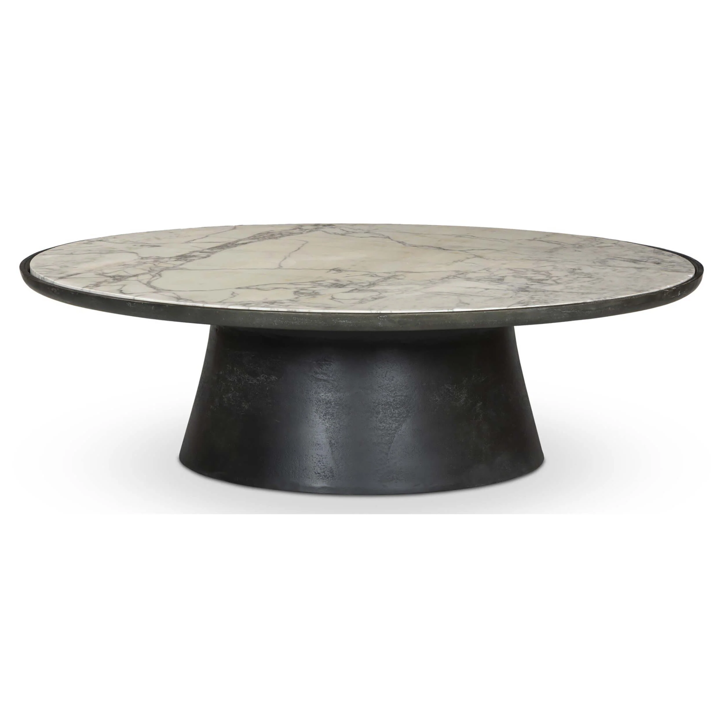 Balboa Outdoor Coffee Table, Veined White Marble by Four Hands