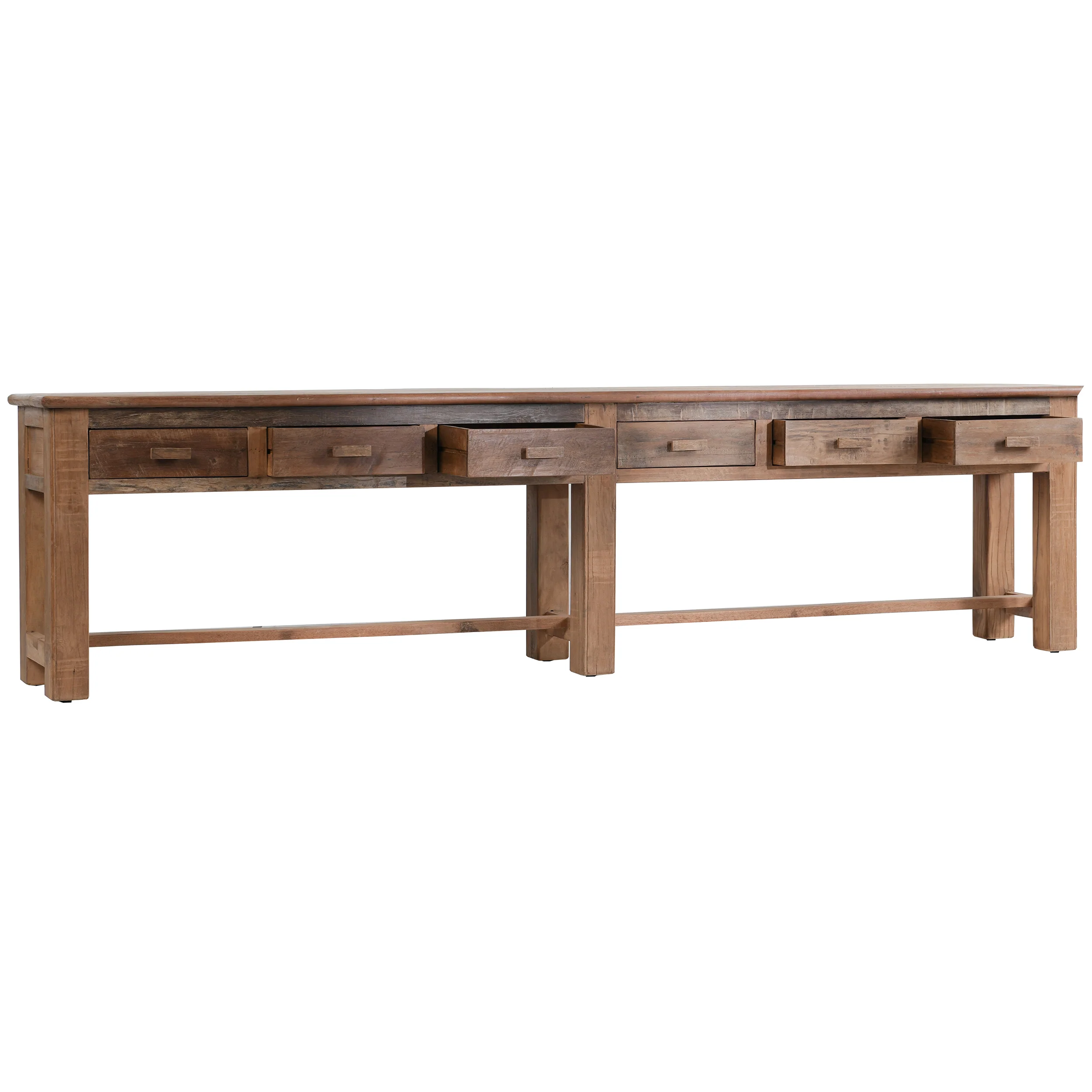 Ezra 6 Drawer Console Table, Natural - Image 4