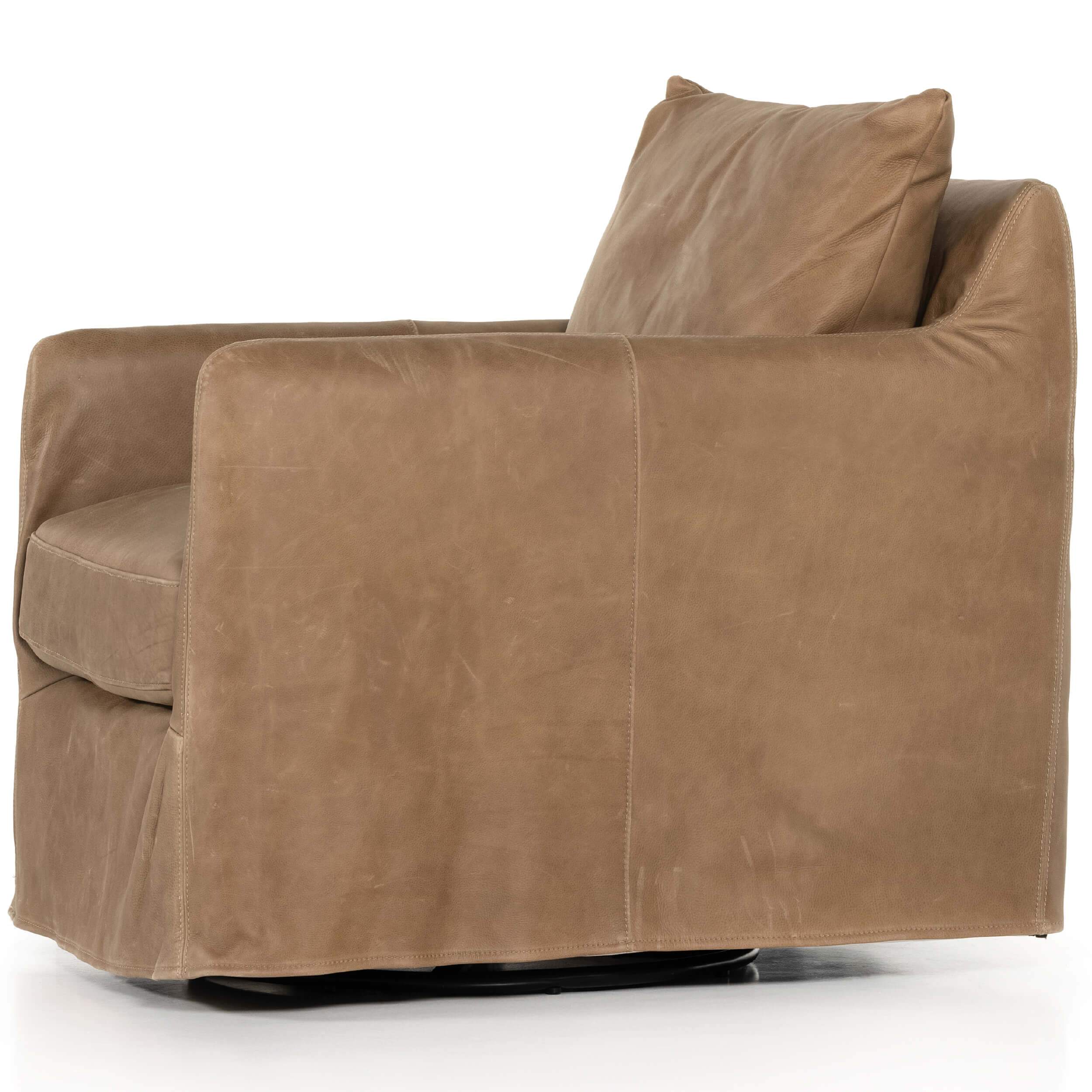 Banks Leather Swivel Chair, Palermo Drift by Four Hands - Image 5