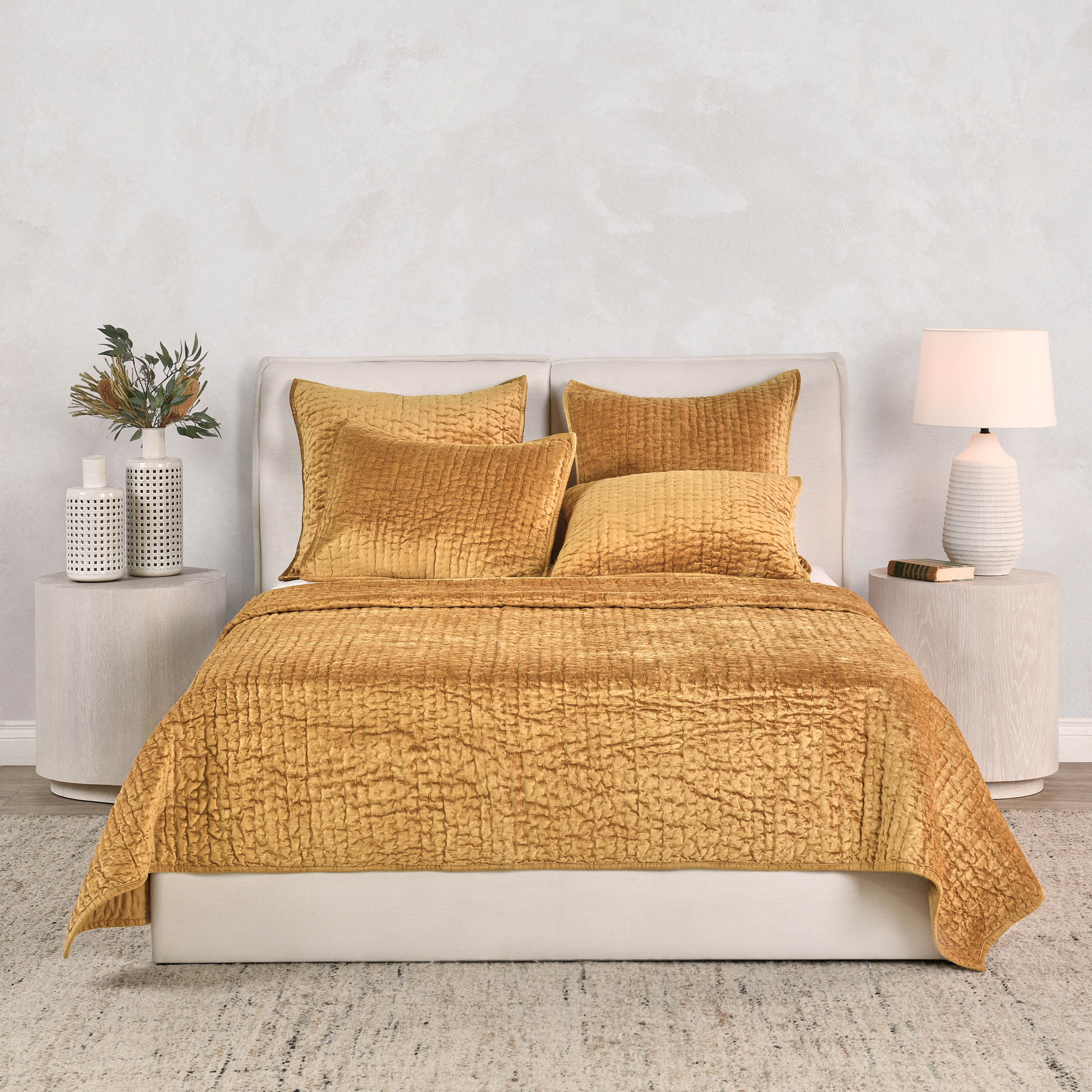 Bari Velvet Quilt, Gold - Image 2