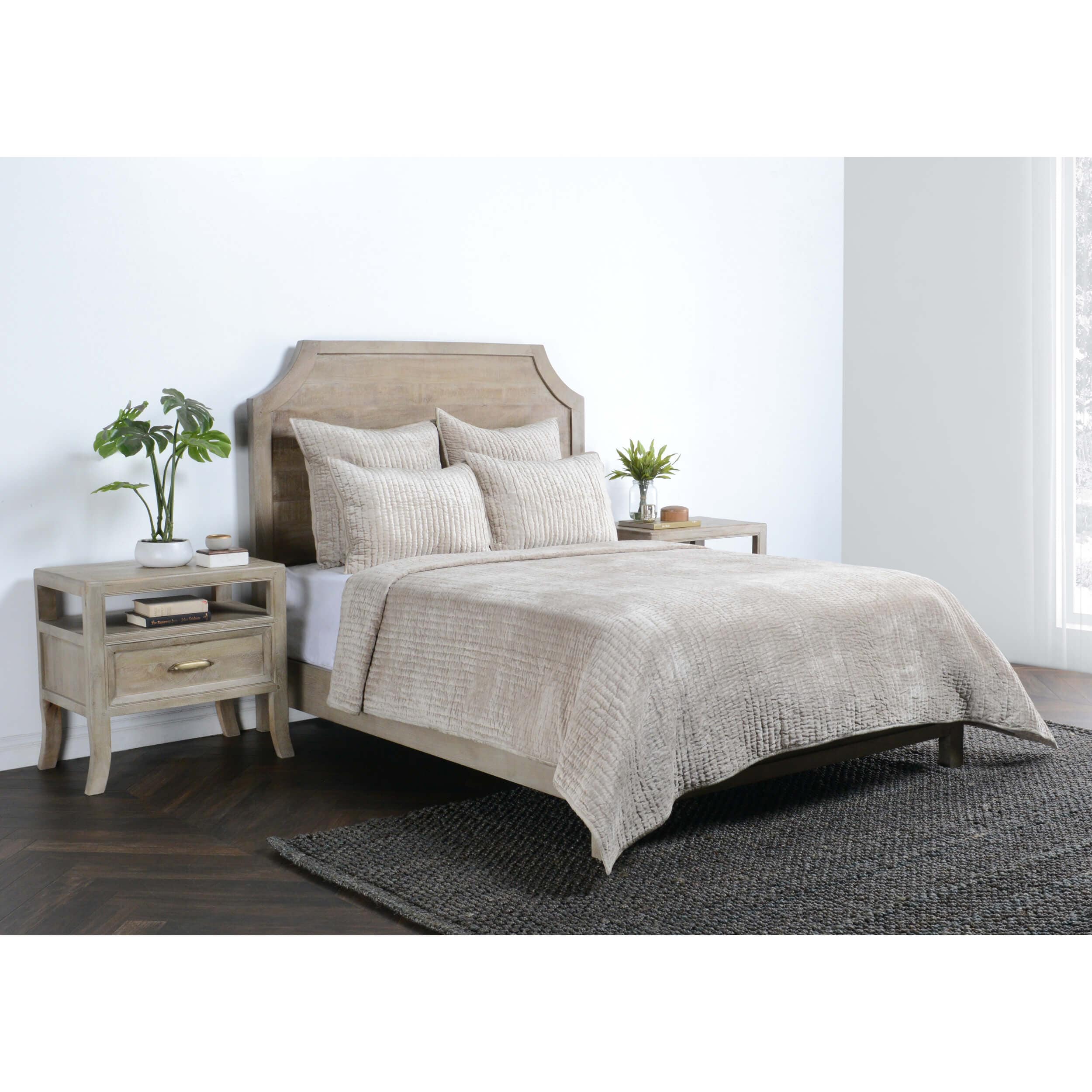 Bari Velvet Quilt, Pebble - Image 2
