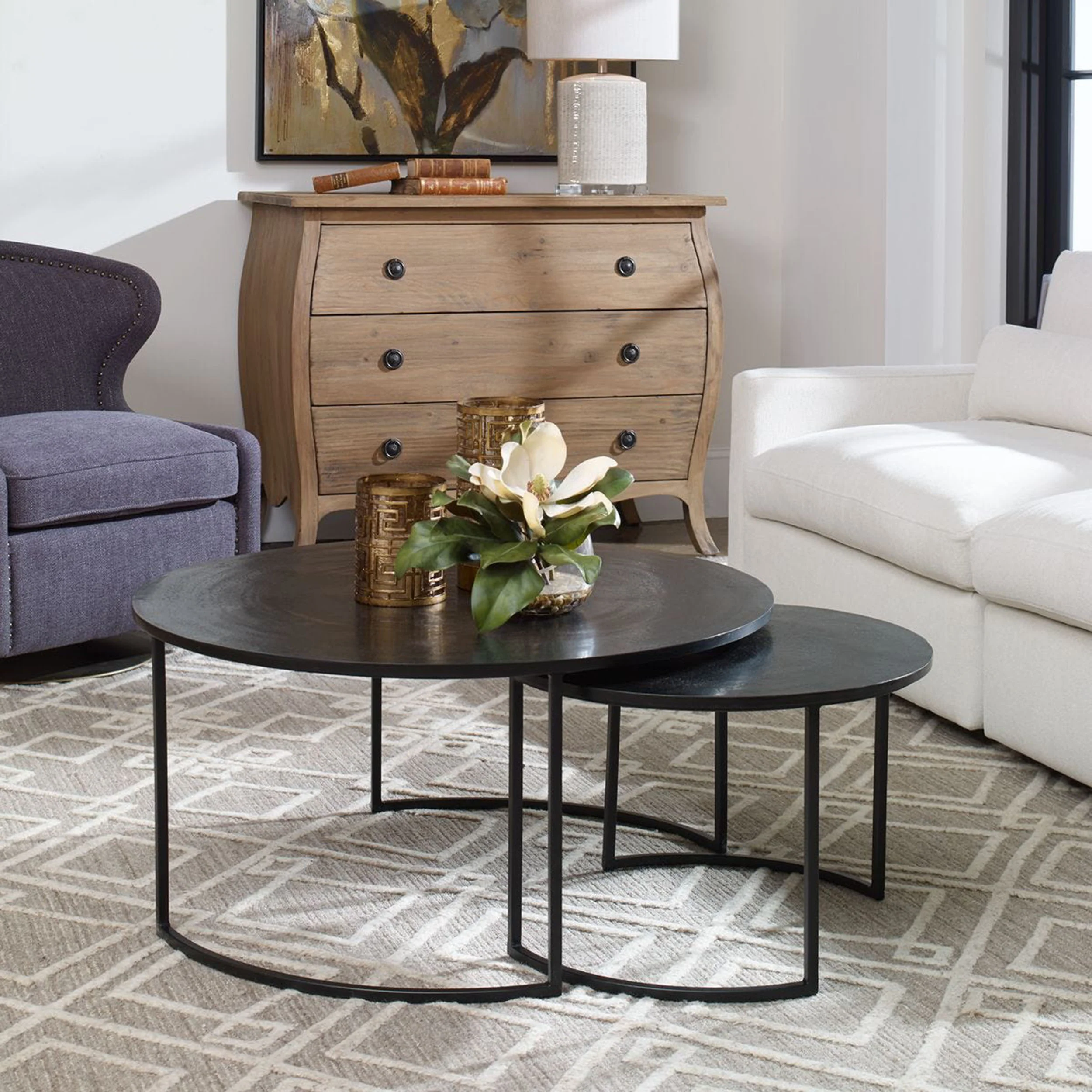 Barnette Nesting Coffee Tables Set of 2, Aged Black - Image 3
