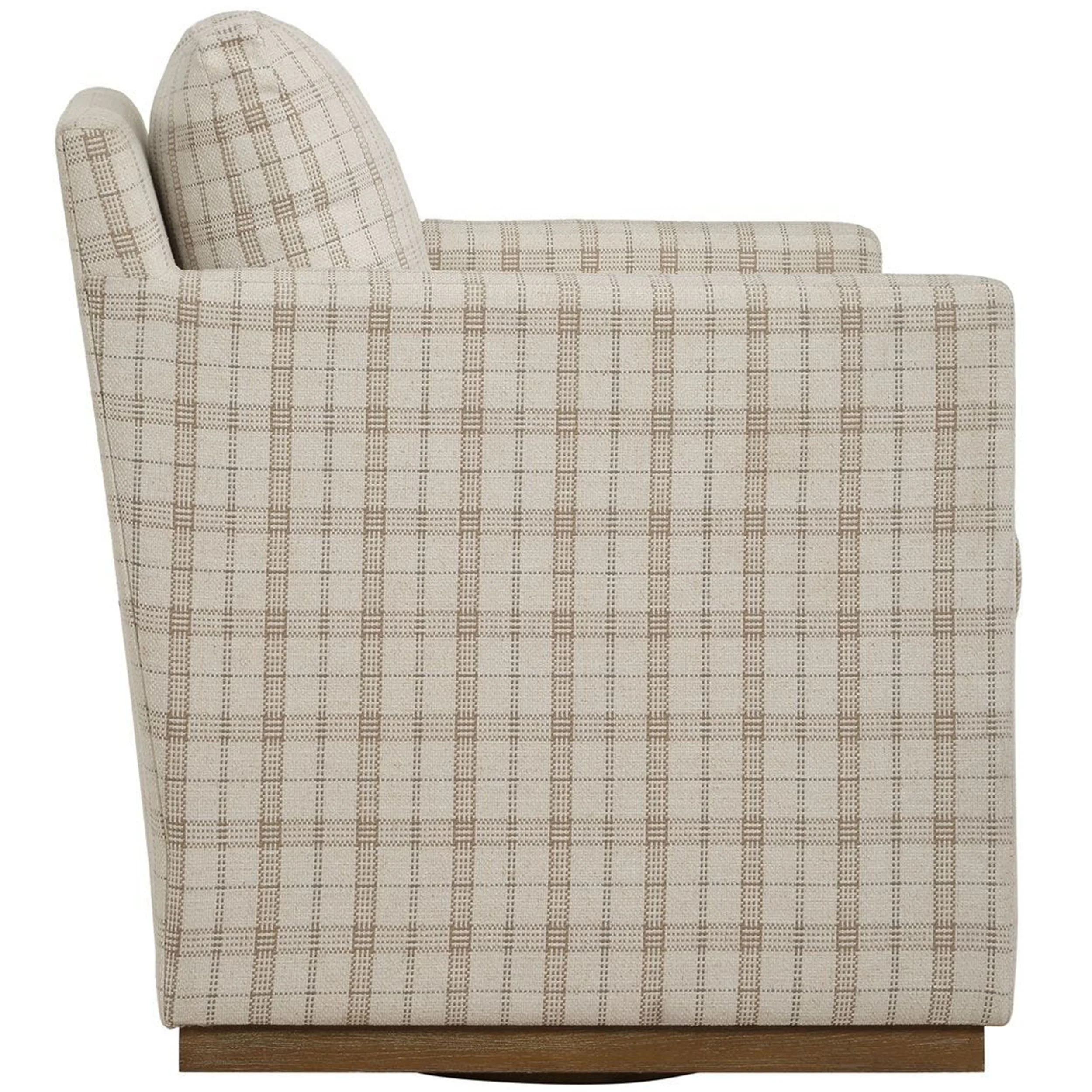 Basie Swivel Chair, Beige Plaid - Image 3
