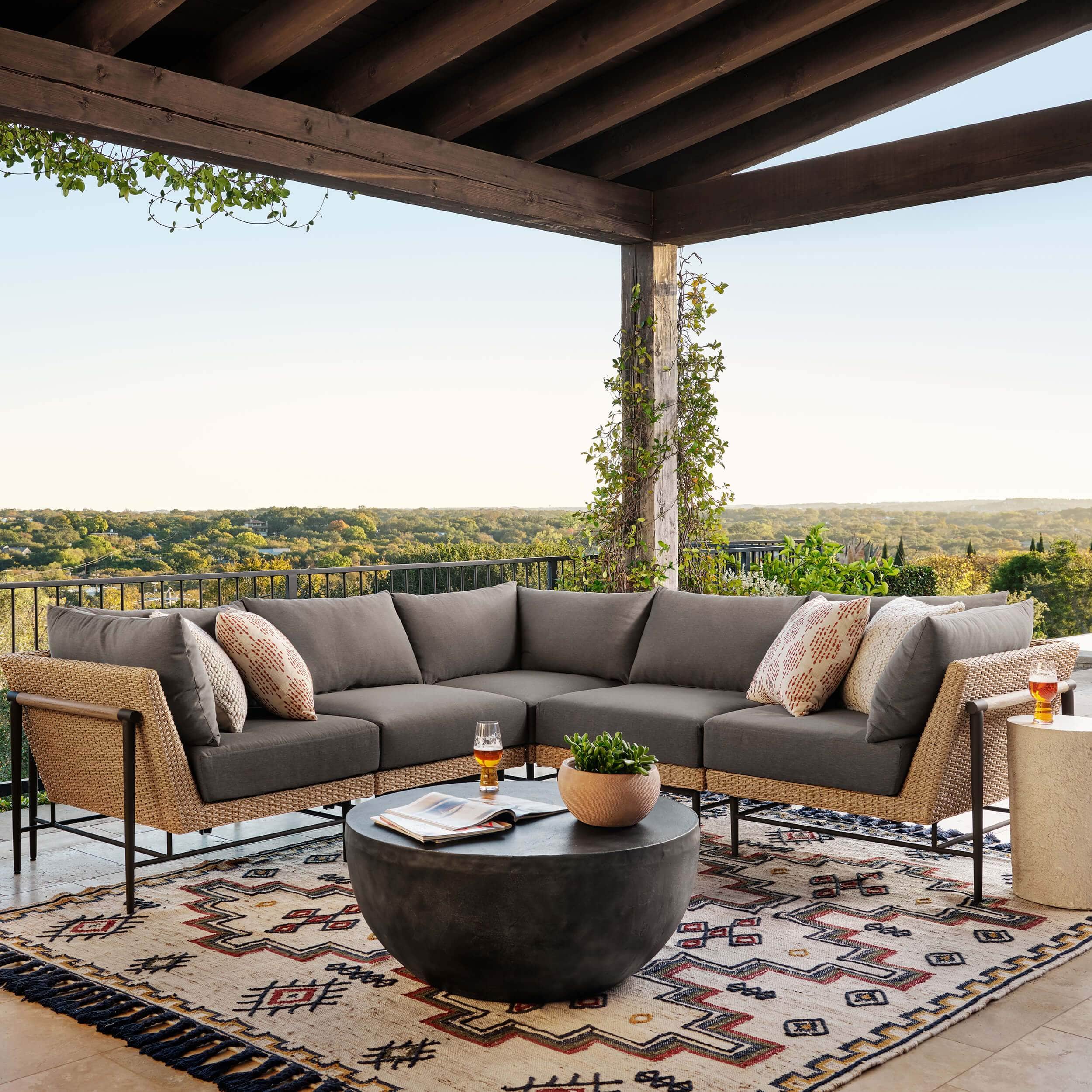 Basil Outdoor Coffee Table, Aged Grey by Four Hands - Image 5