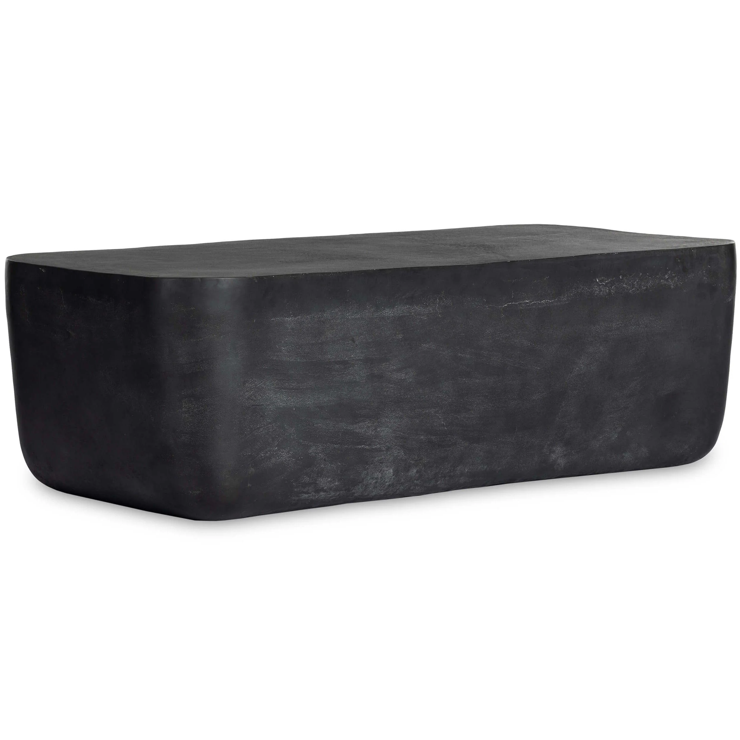 Basil Outdoor Rectangular Coffee Table, Aged Grey by Four Hands
