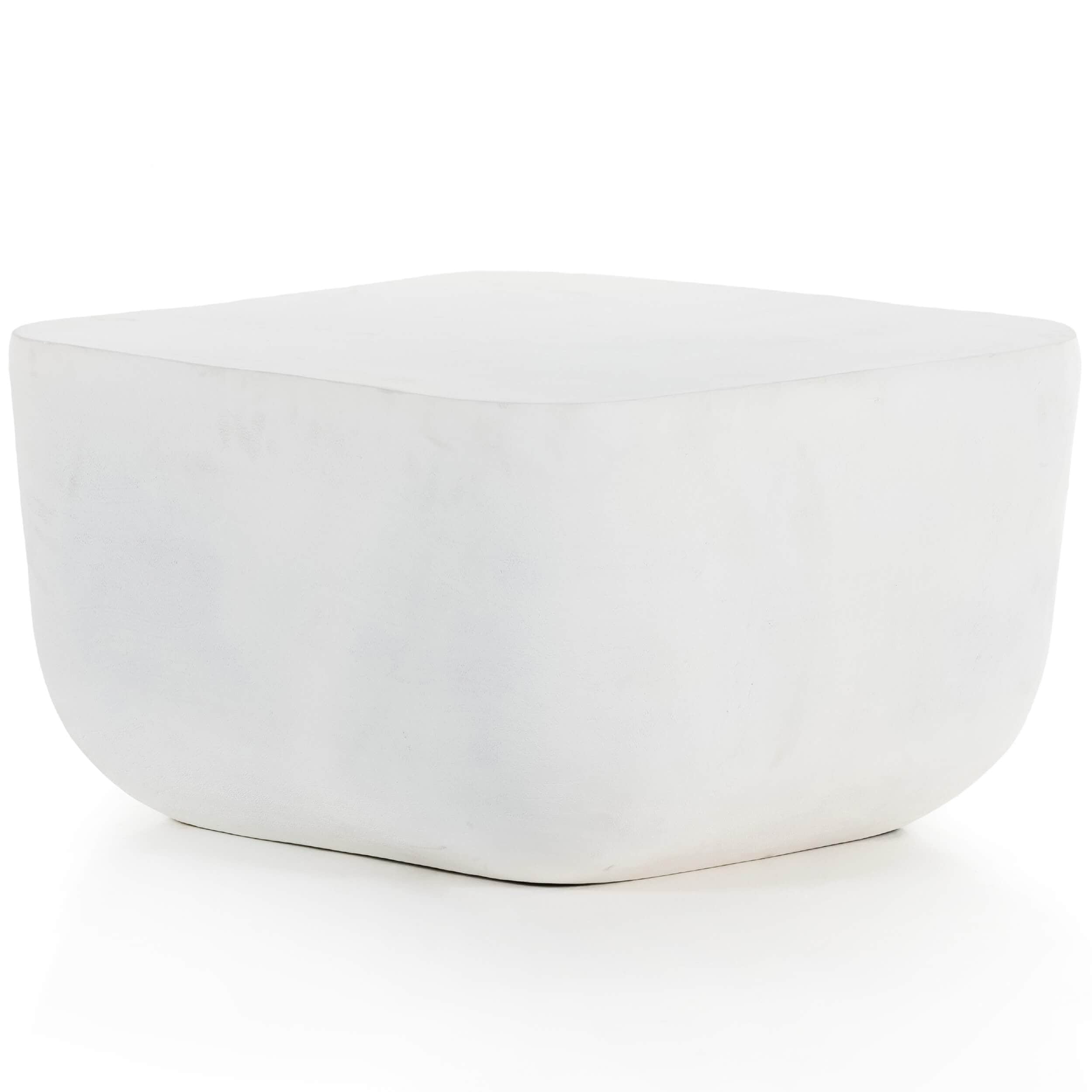 Basil Square Outdoor End Table, Matte White by Four Hands