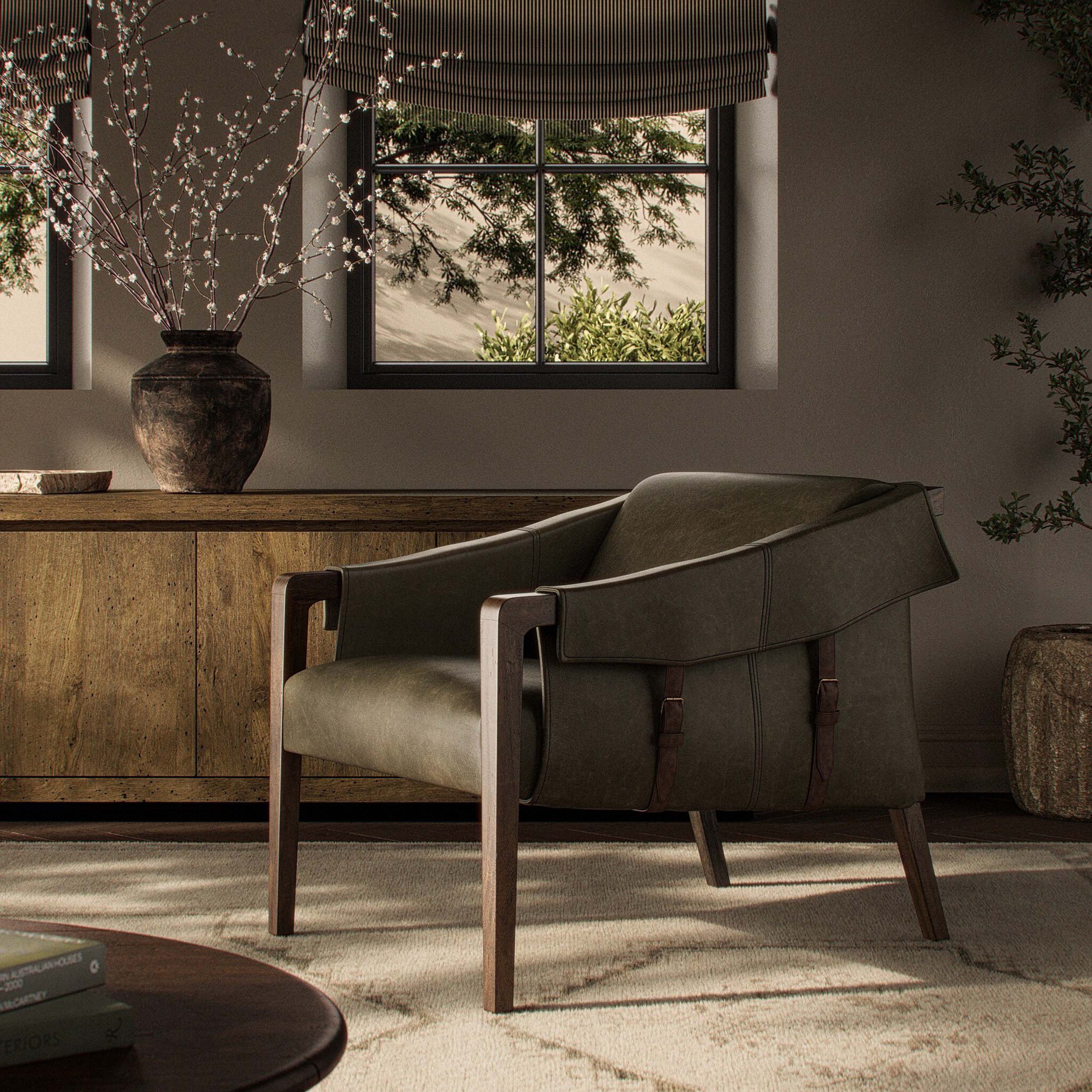 Bauer Leather Chair, Dulane Moss by Four Hands - Image 7