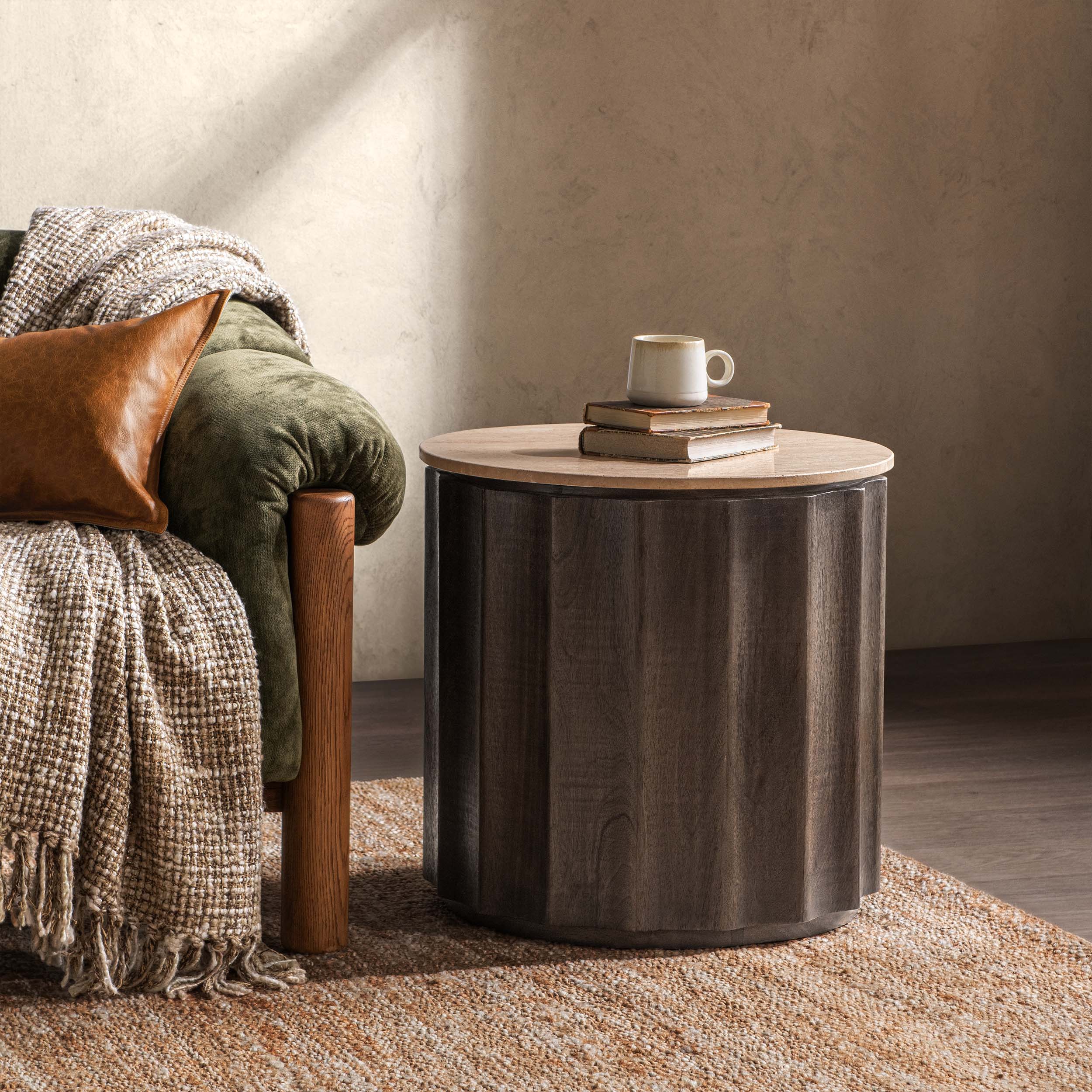 Baylee Round End Table, Roast Tan - Image 4