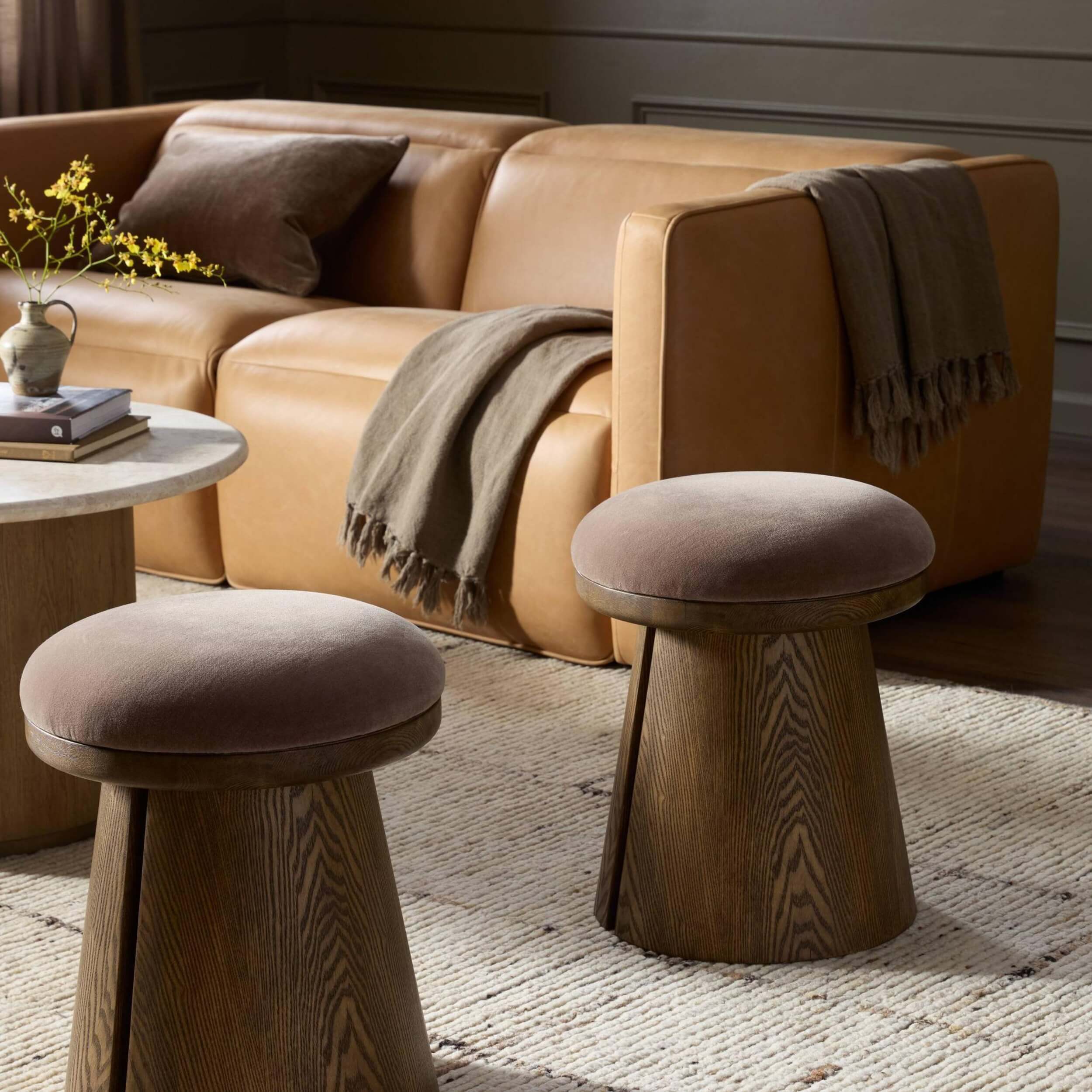 Bea Accent Stool, Monte Mushroom by Four Hands - Image 6