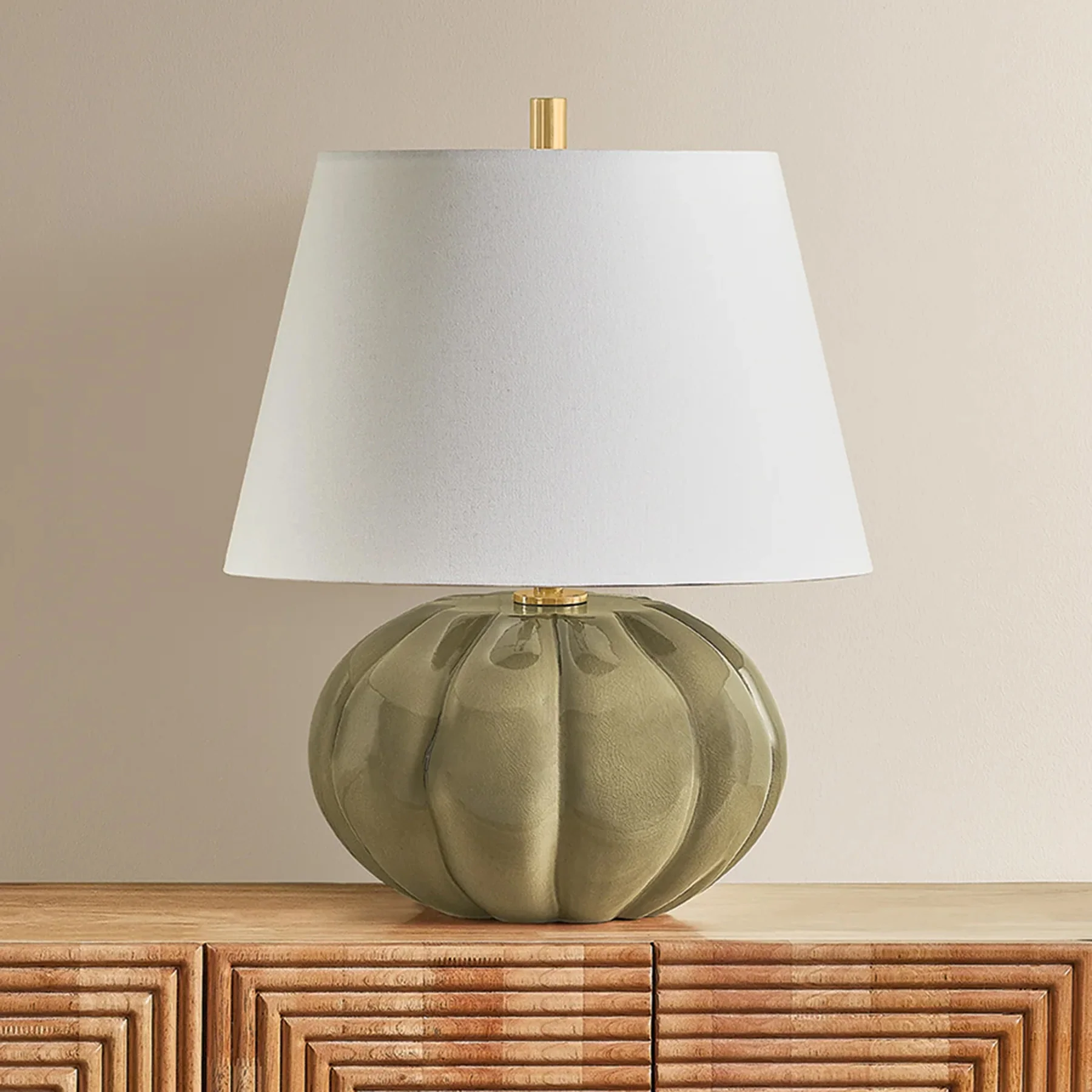 Beata Table Lamp, Aged Brass/Harbour Grey Crackle - Image 2