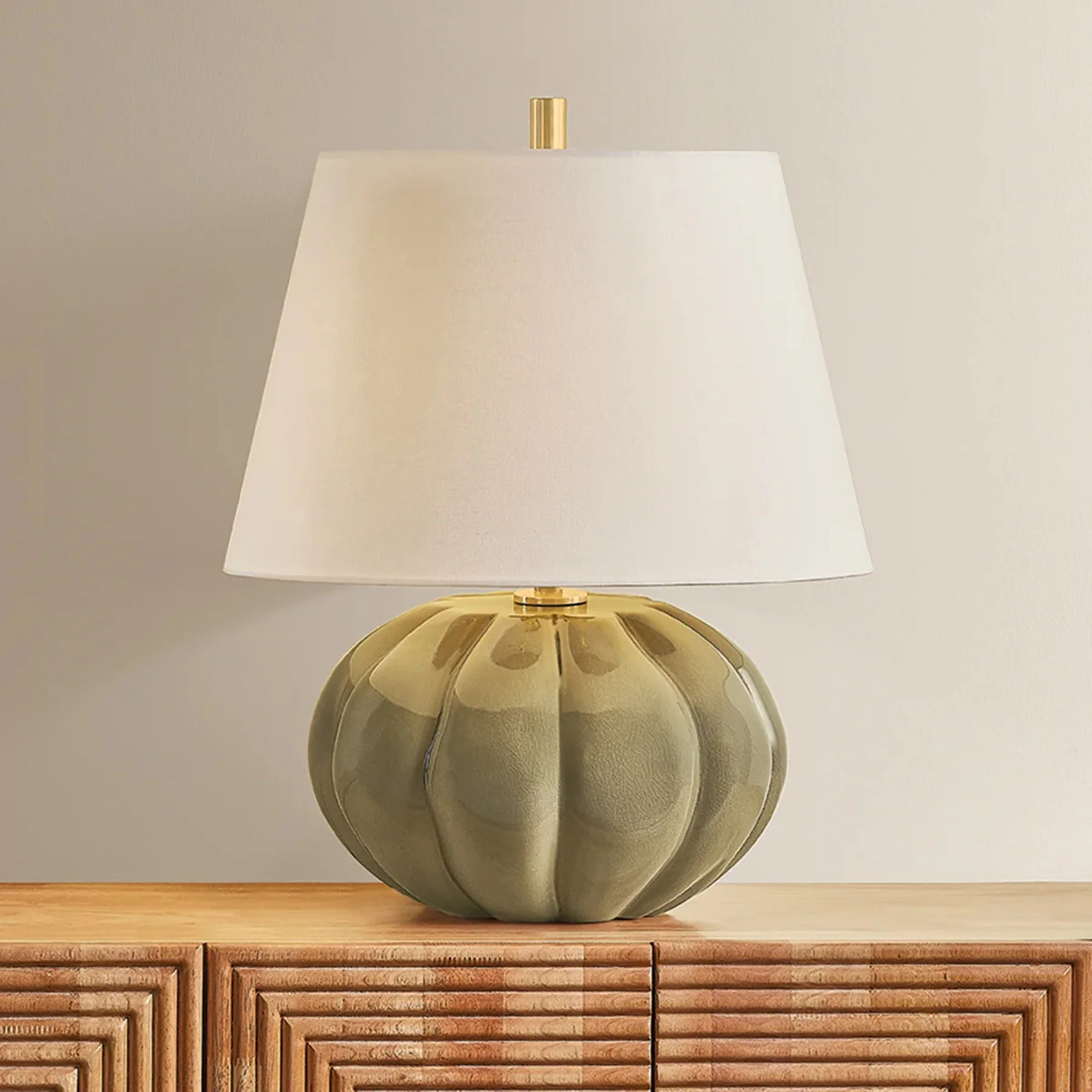 Beata Table Lamp, Aged Brass/Harbour Grey Crackle - Image 3