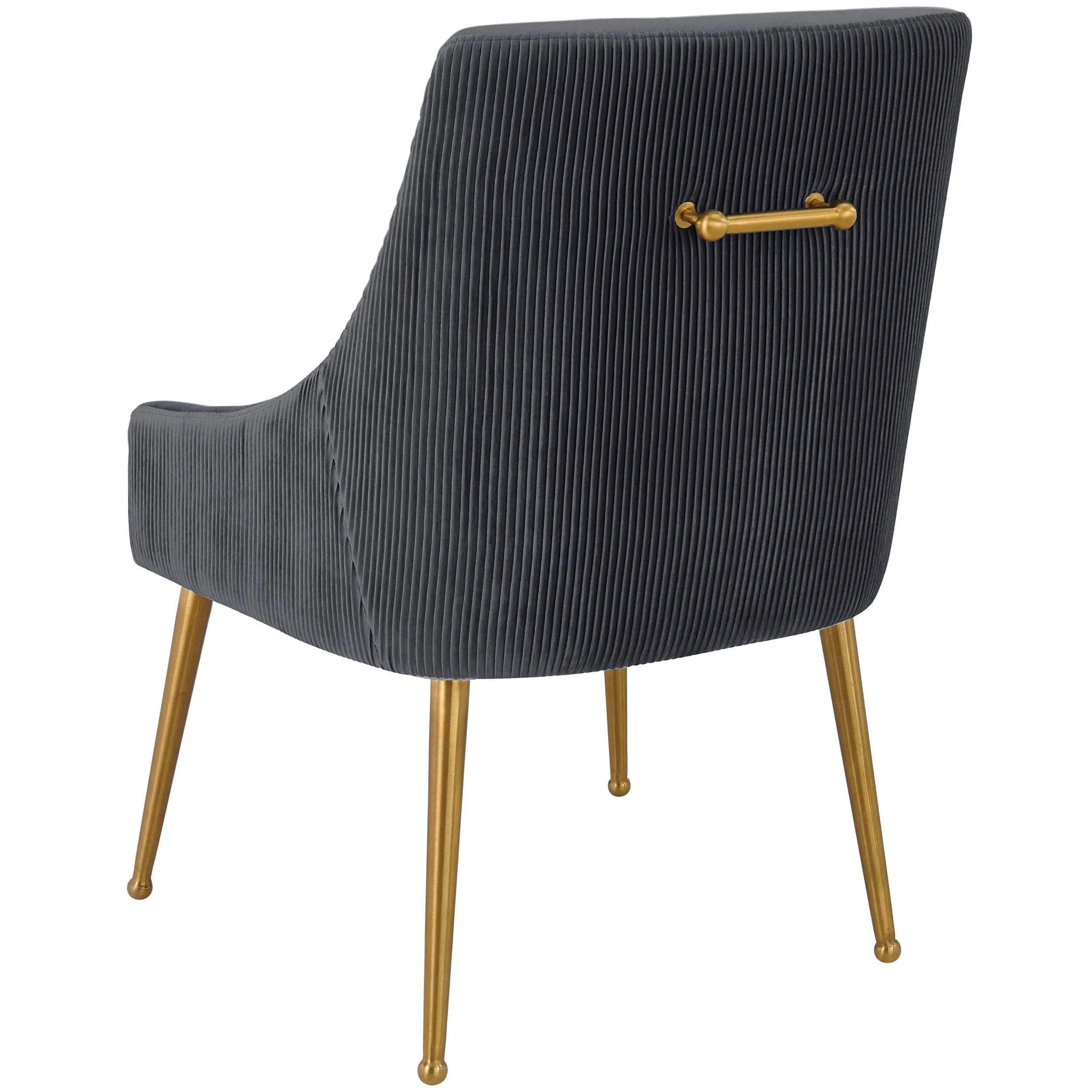 Beatrix Pleated Chair, Grey/Brushed Gold Base - Image 3