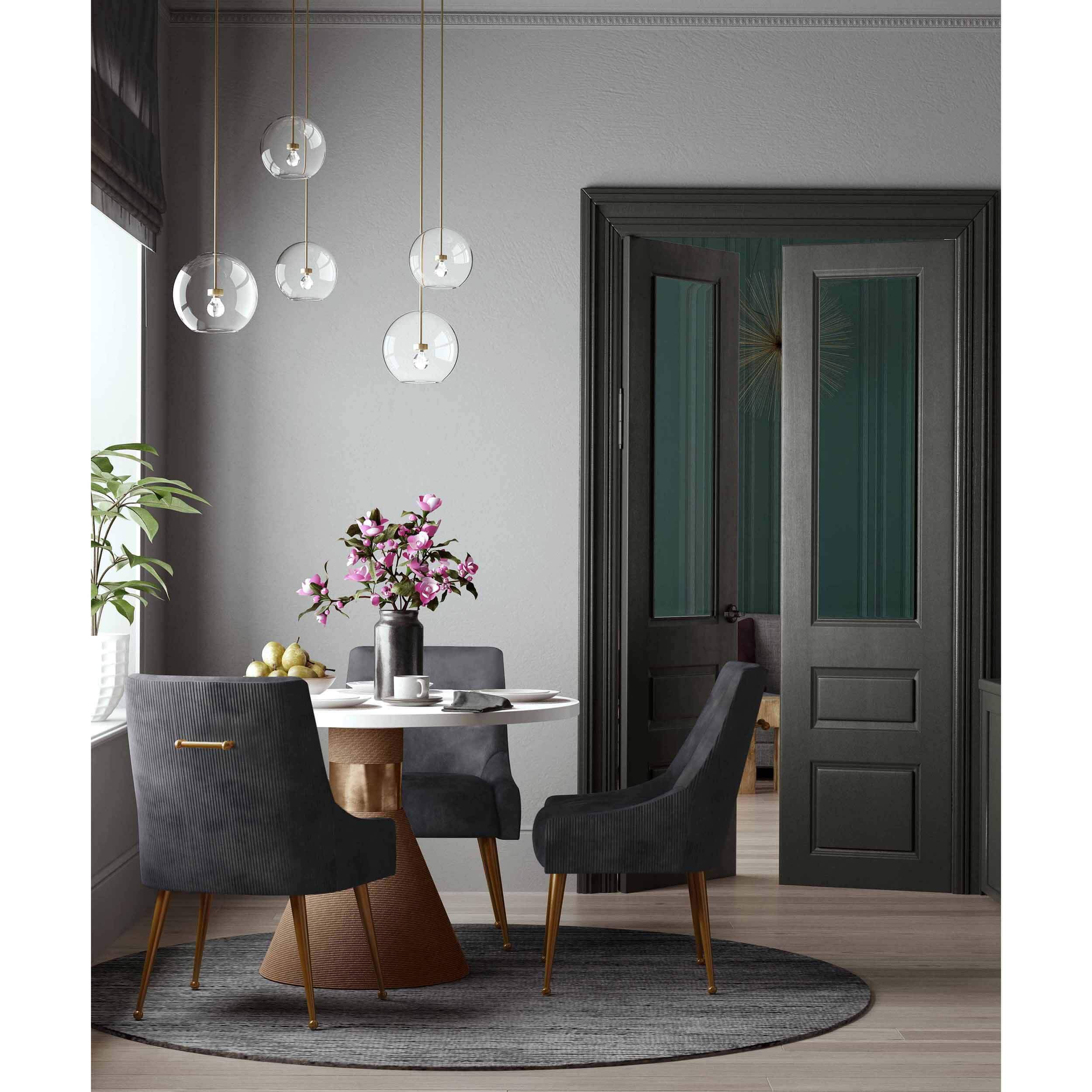 Beatrix Pleated Chair, Grey/Brushed Gold Base - Image 5