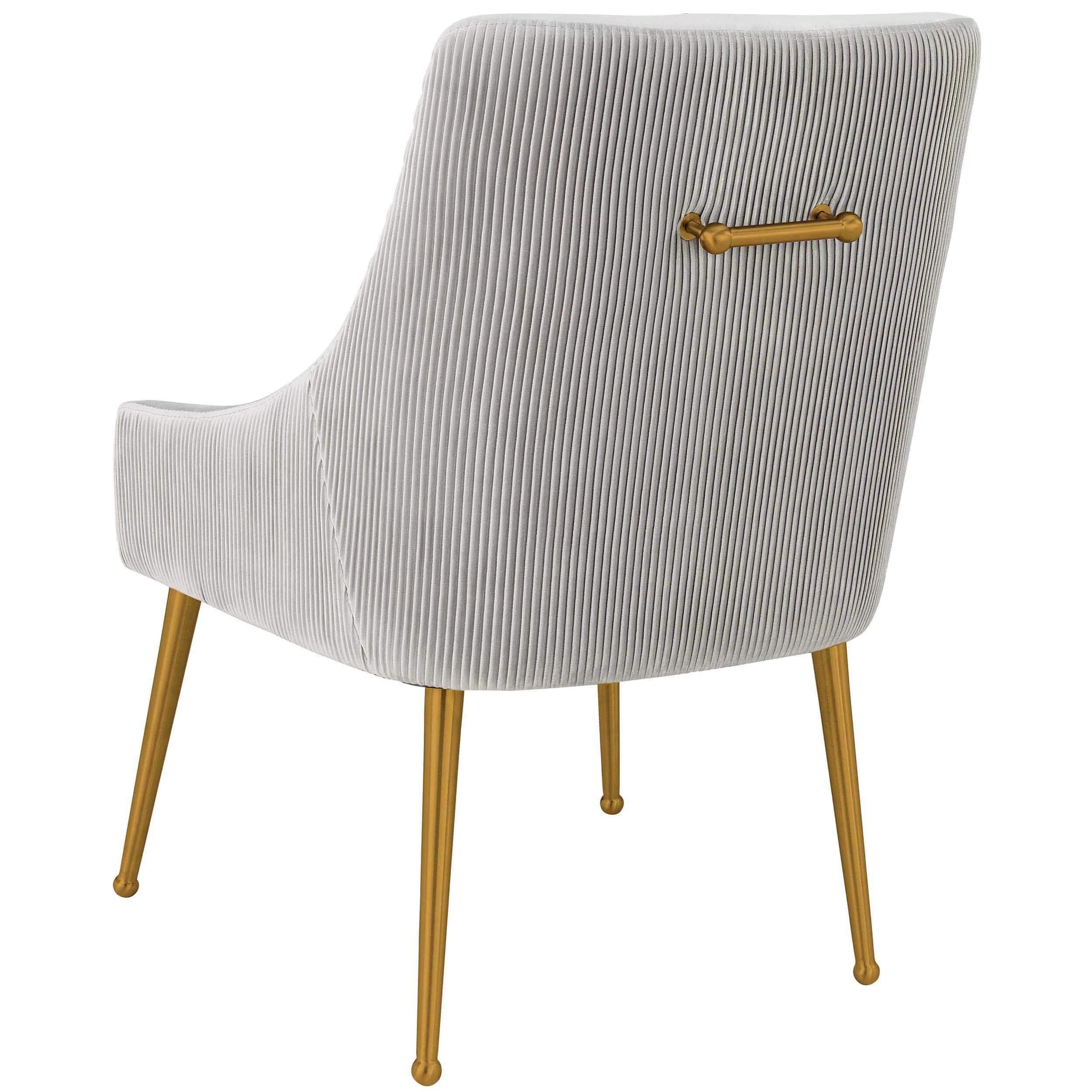 Beatrix Pleated Chair, Light Grey/Brushed Gold Legs - Image 3