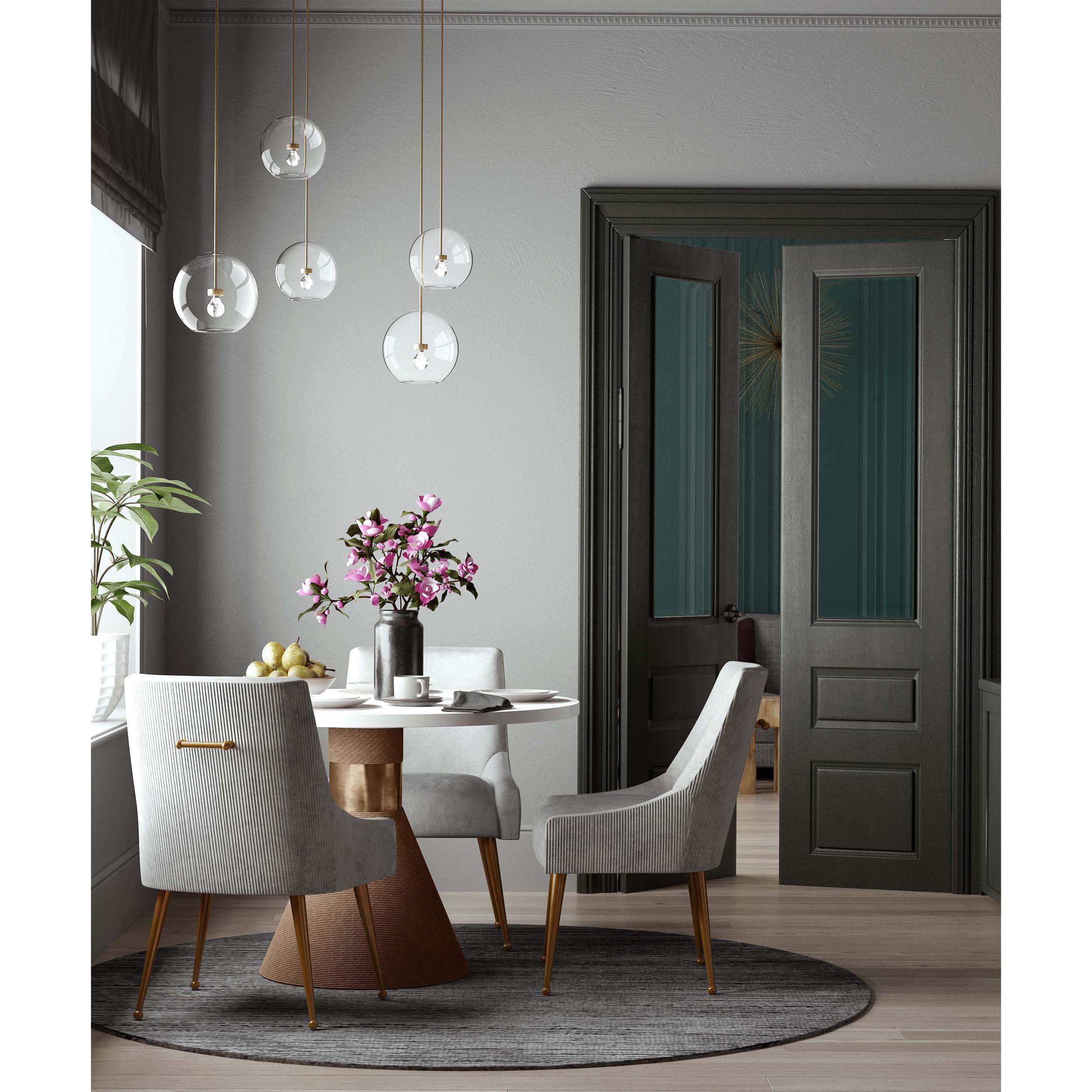 Beatrix Pleated Chair, Light Grey/Brushed Gold Legs - Image 5