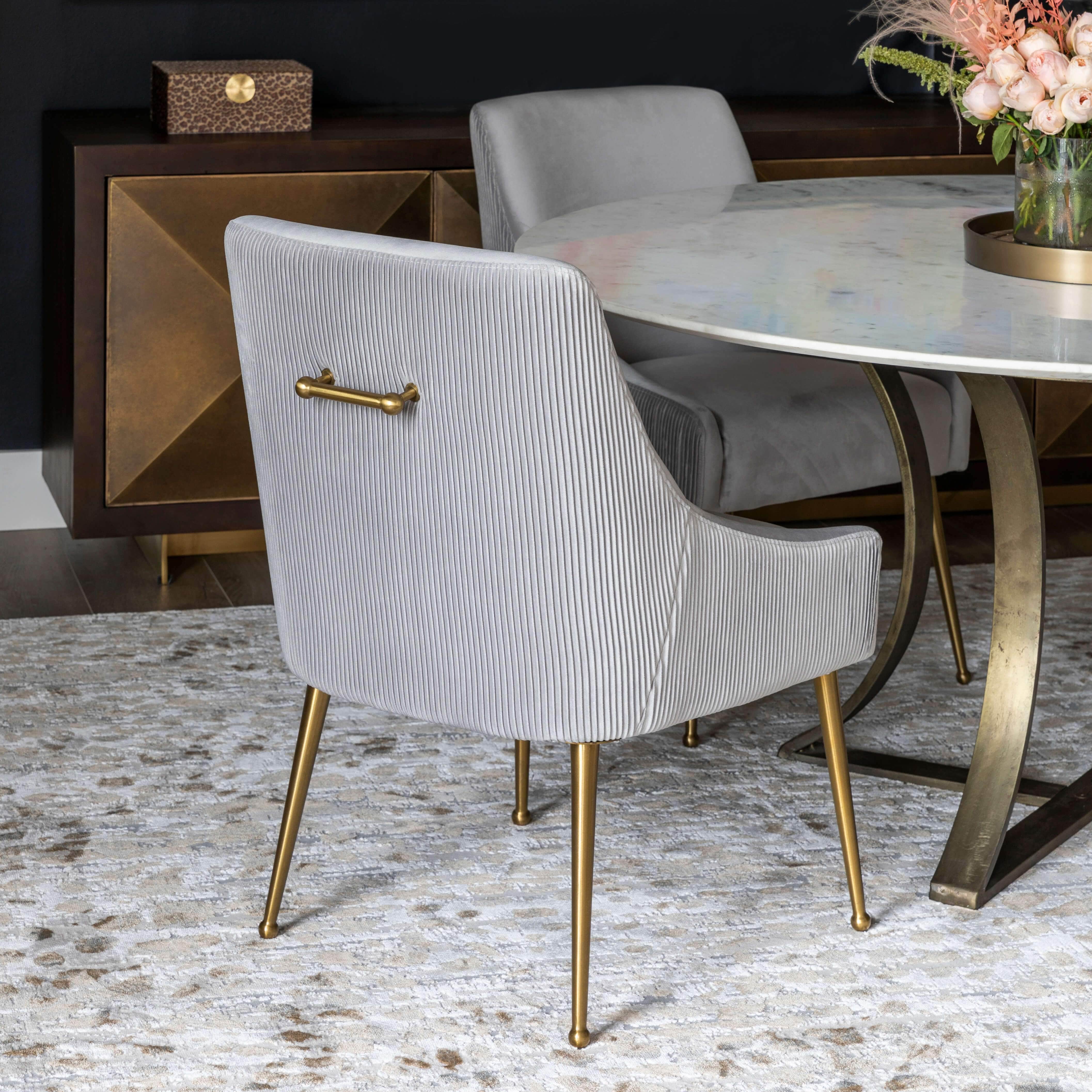 Beatrix Pleated Chair, Light Grey/Brushed Gold Legs - Image 6