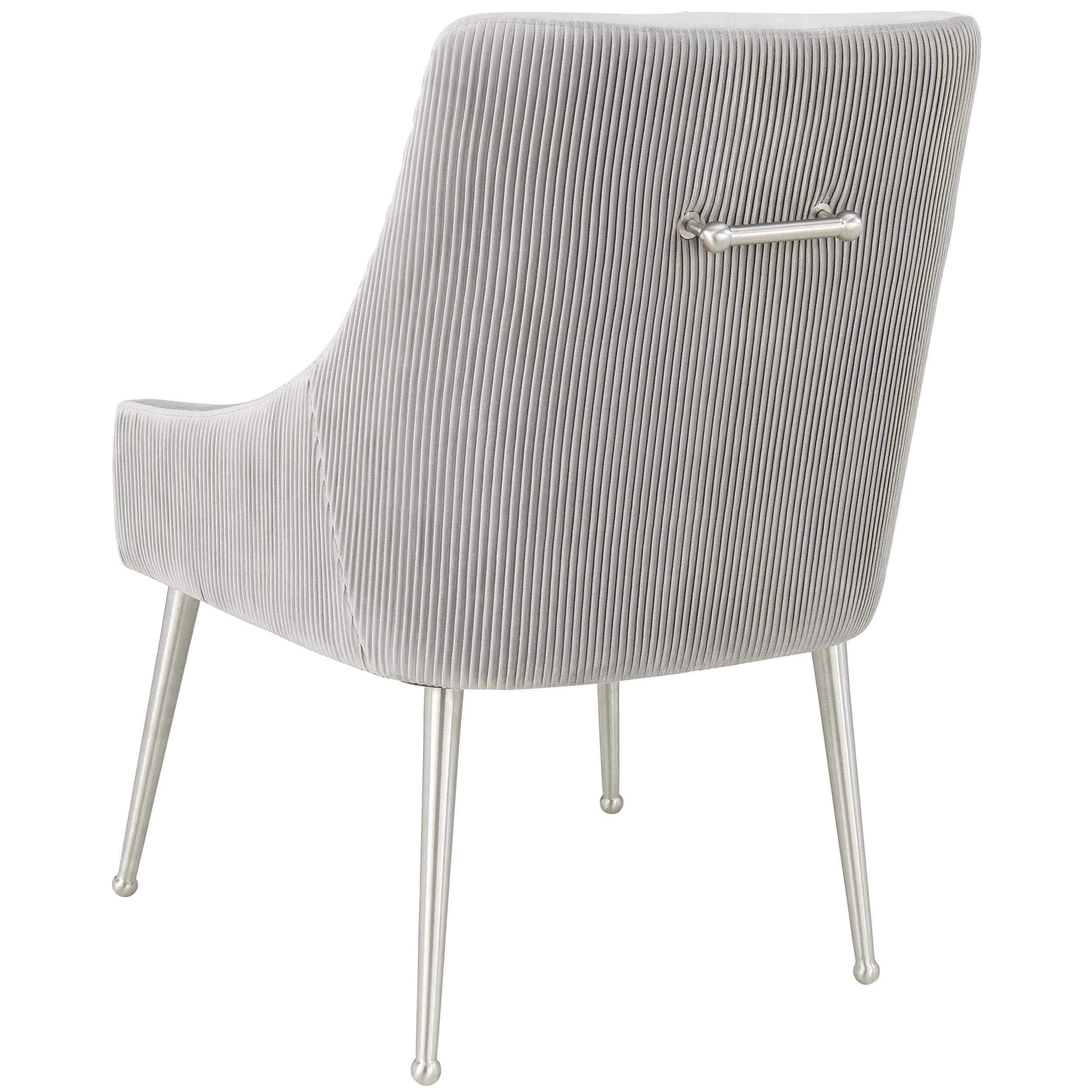 Beatrix Pleated Chair, Light Grey/Brushed Stainless Legs - Image 3