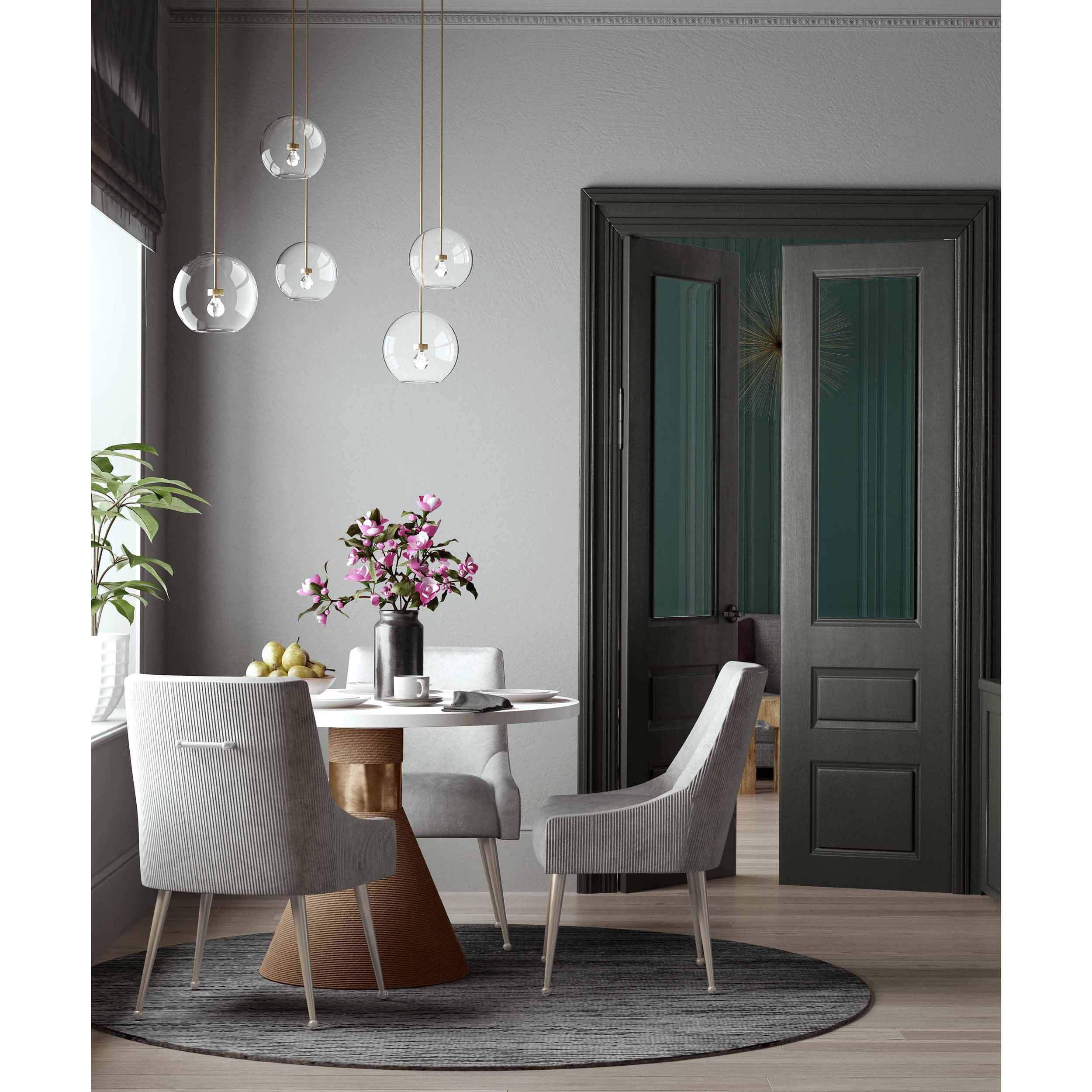 Beatrix Pleated Chair, Light Grey/Brushed Stainless Legs - Image 5