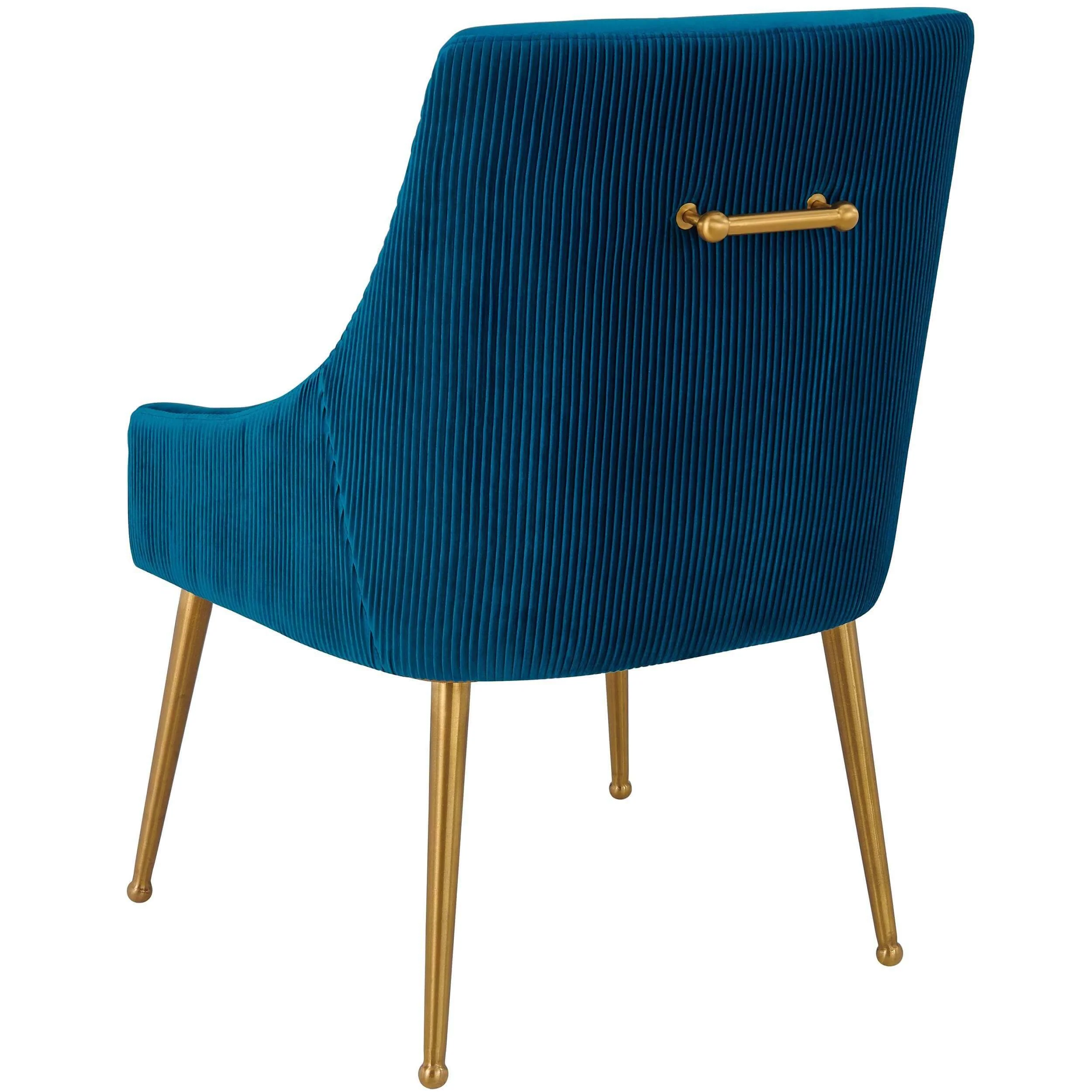 Beatrix Pleated Chair, Navy/Brushed Gold Legs - Image 3