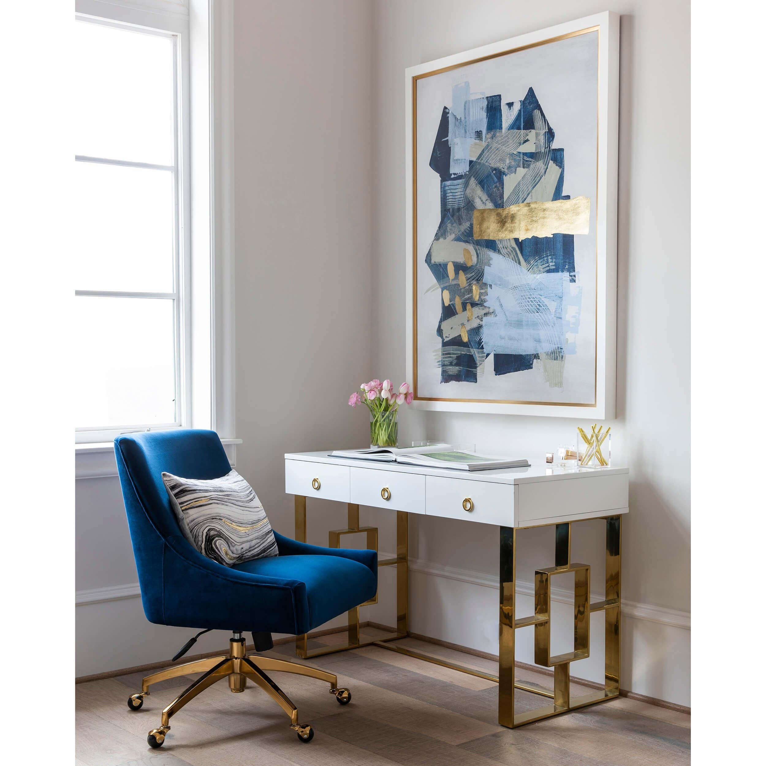 Beatrix Swivel Office Chair, Navy - Image 7