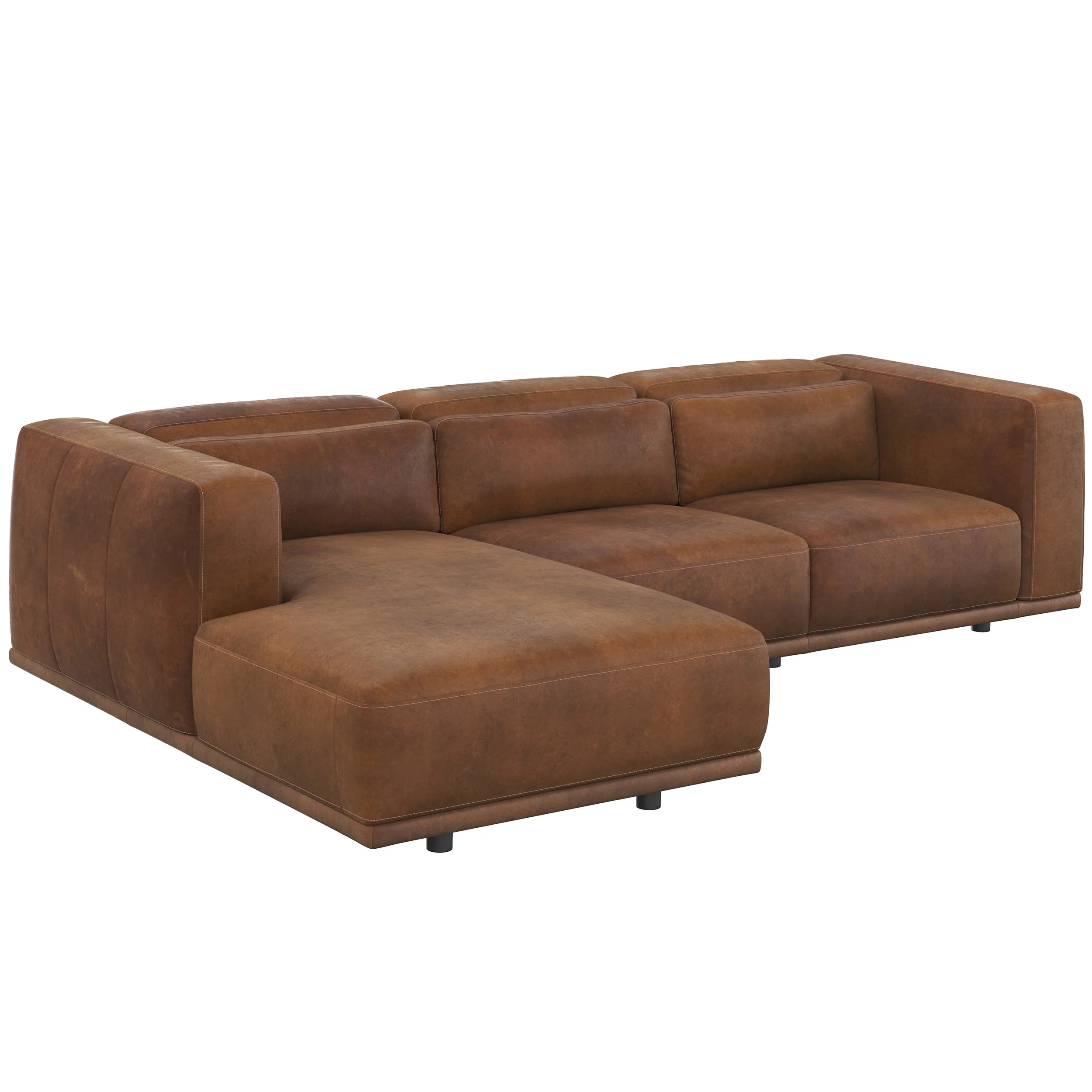 Beau Leather Sectional, Lucia Tobacco - Image 2
