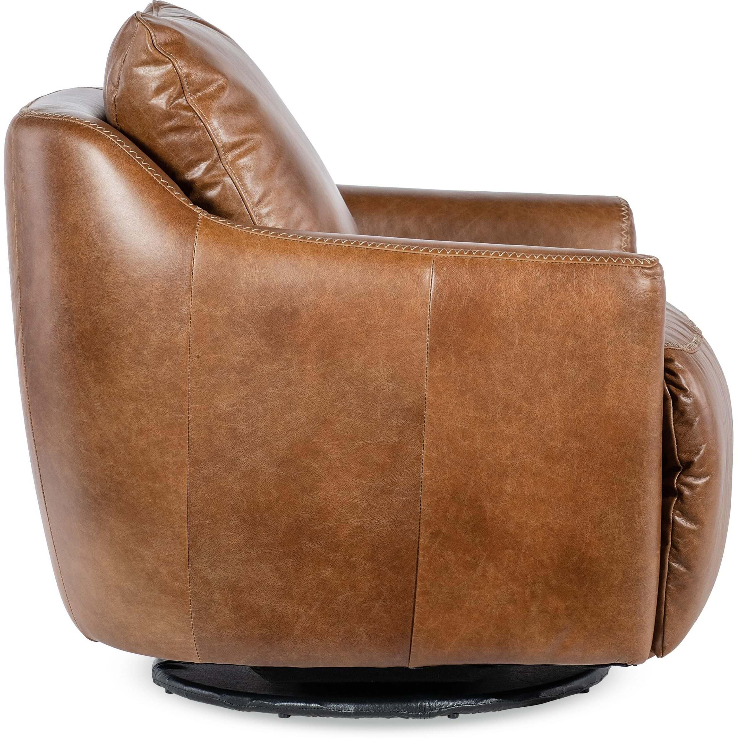 Beau Leather Swivel Chair w/Power Footrest, Pecan - Image 3