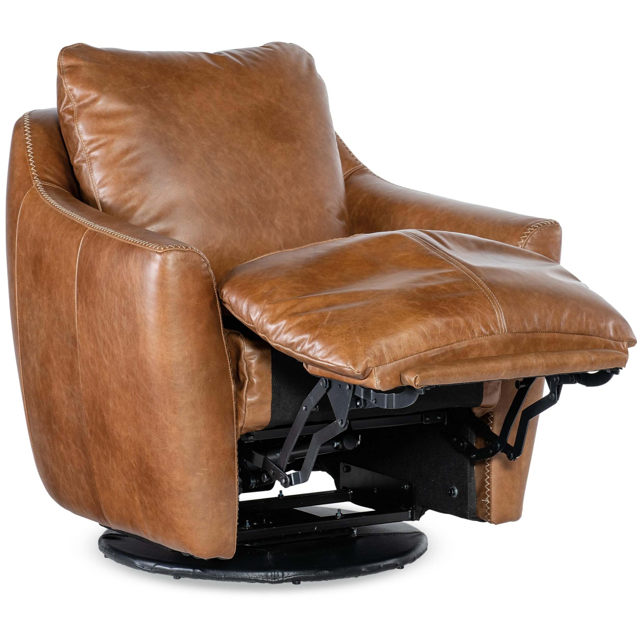 Beau Leather Swivel Chair w/Power Footrest, Pecan - Image 5