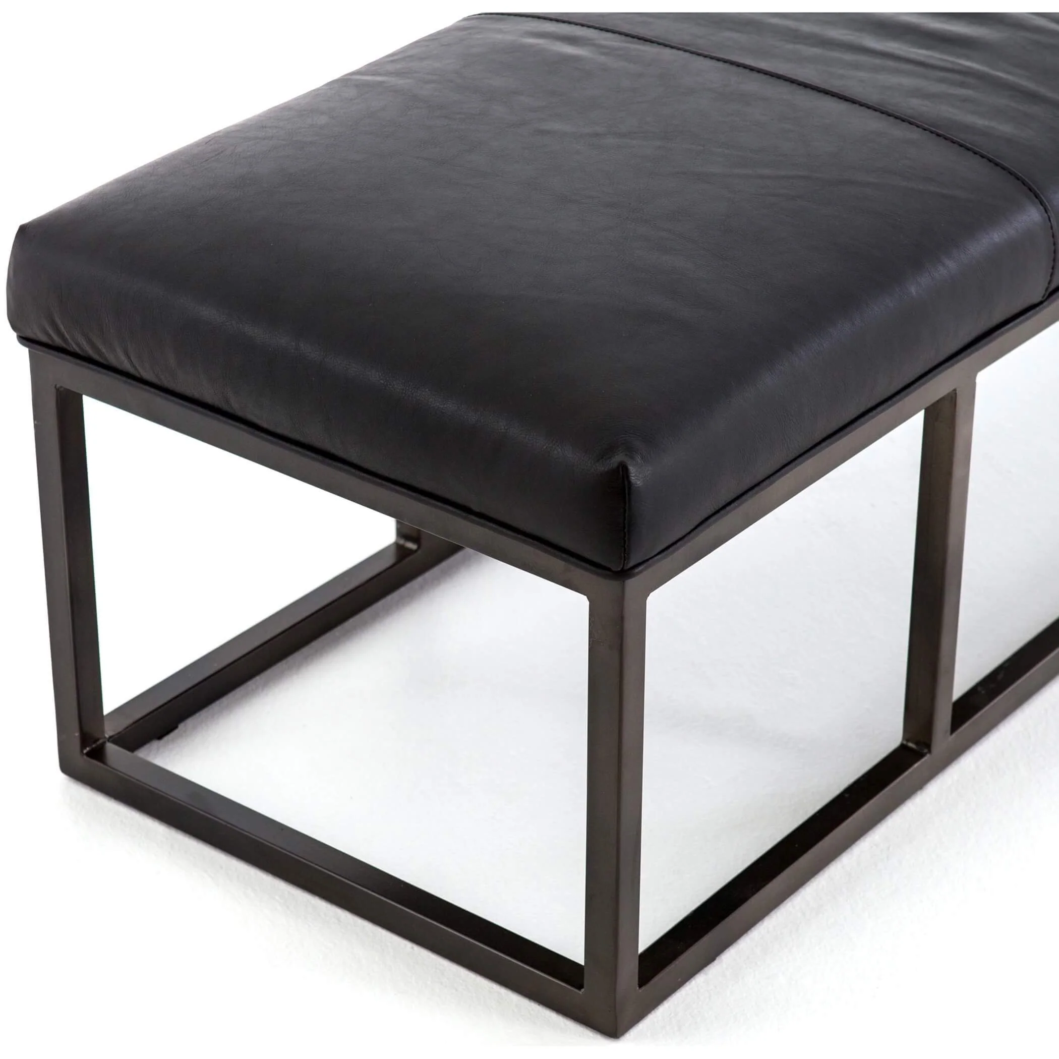 Beaumont Leather Bench, Rider Black by Four Hands - Image 5