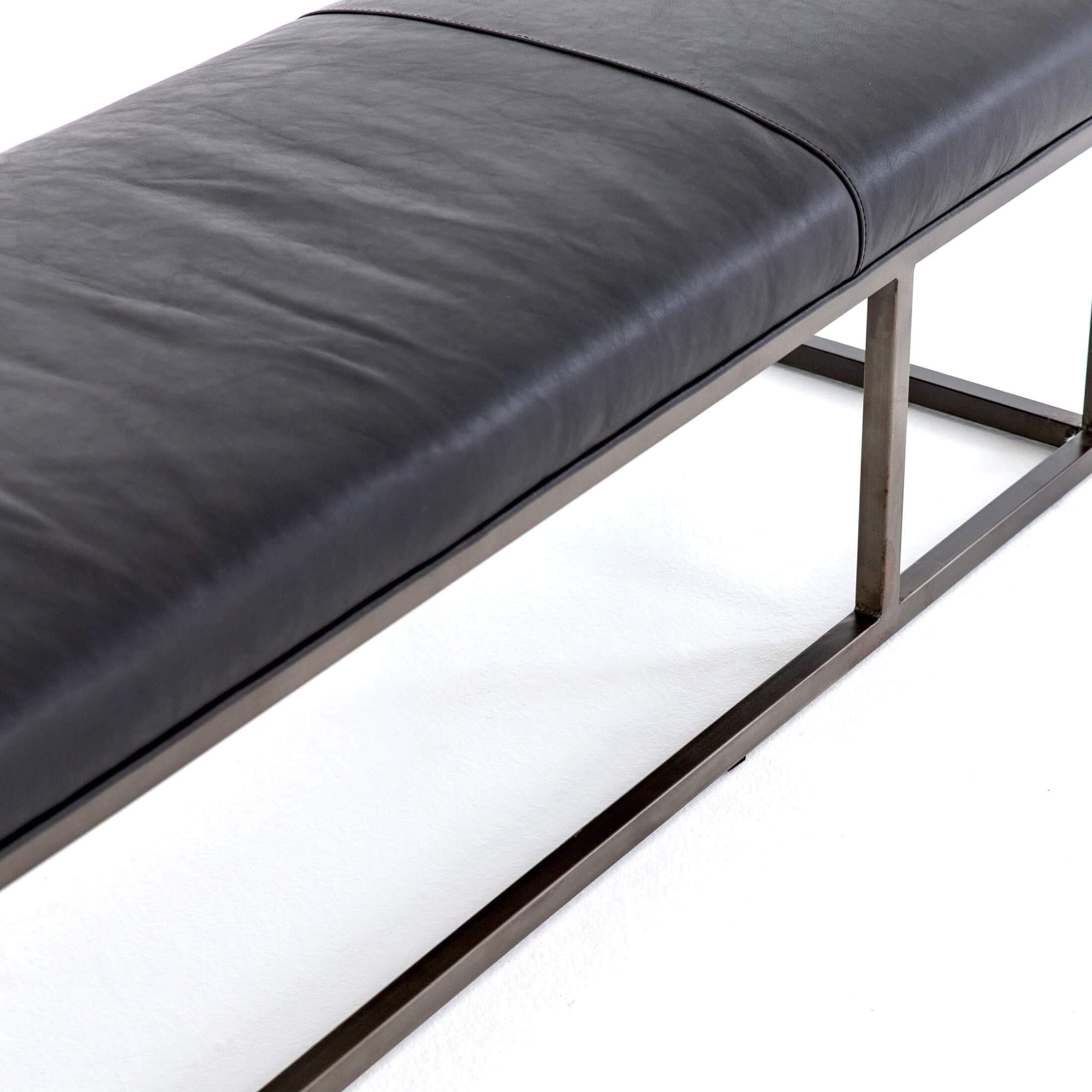 Beaumont Leather Bench, Rider Black by Four Hands - Image 6