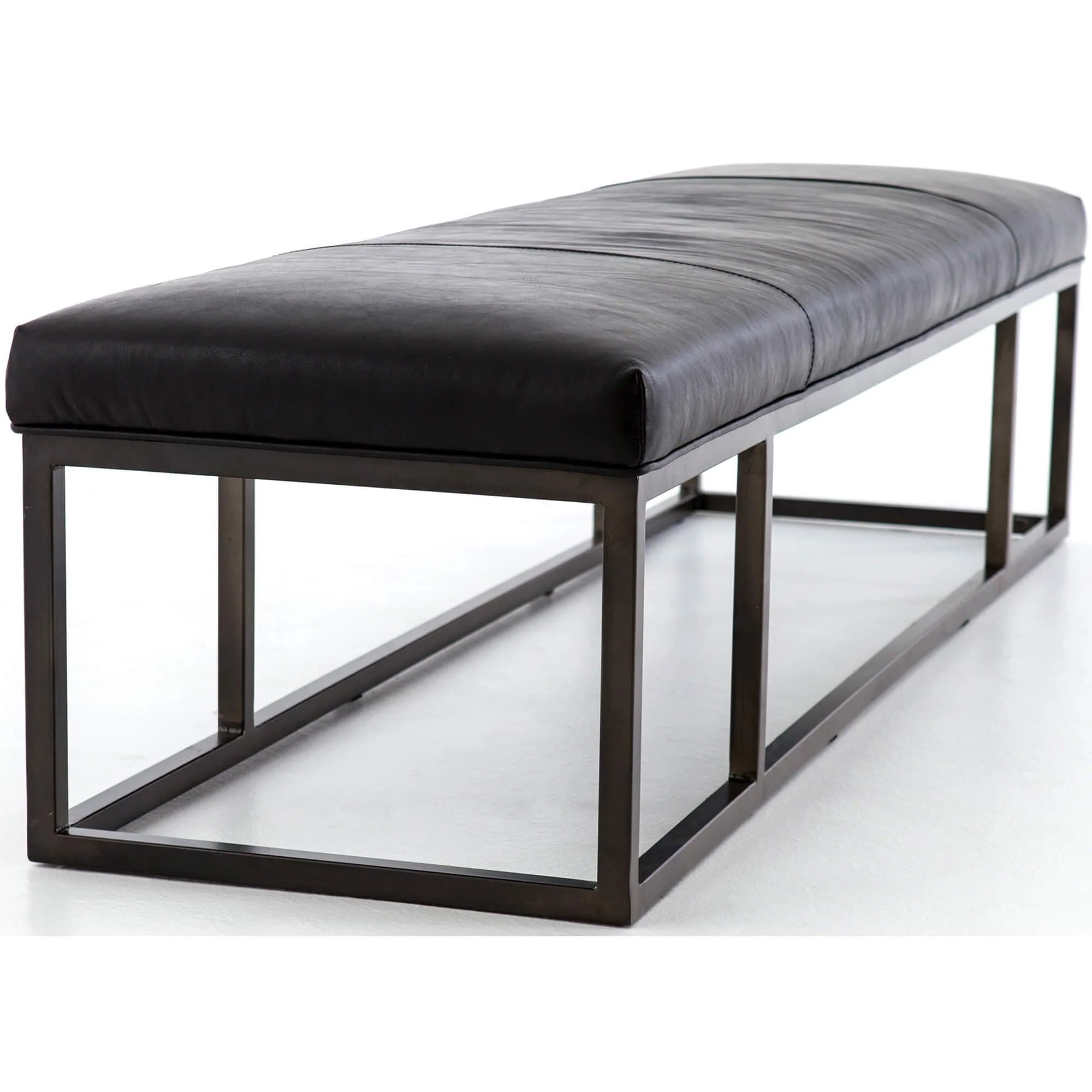 Beaumont Leather Bench, Rider Black by Four Hands - Image 9