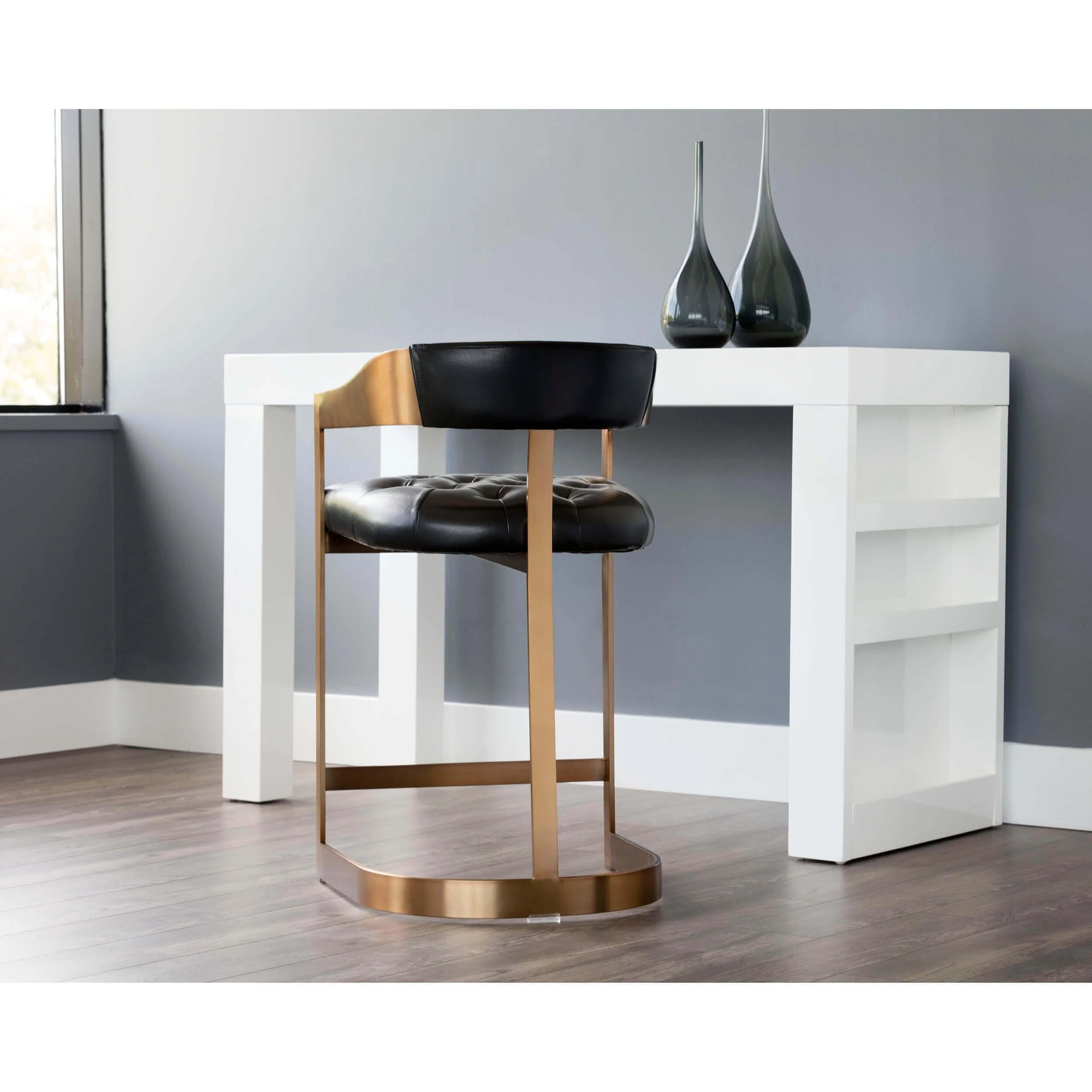 Beaumont Leather Bar & Counter Stool, Cantina Black - Image 7