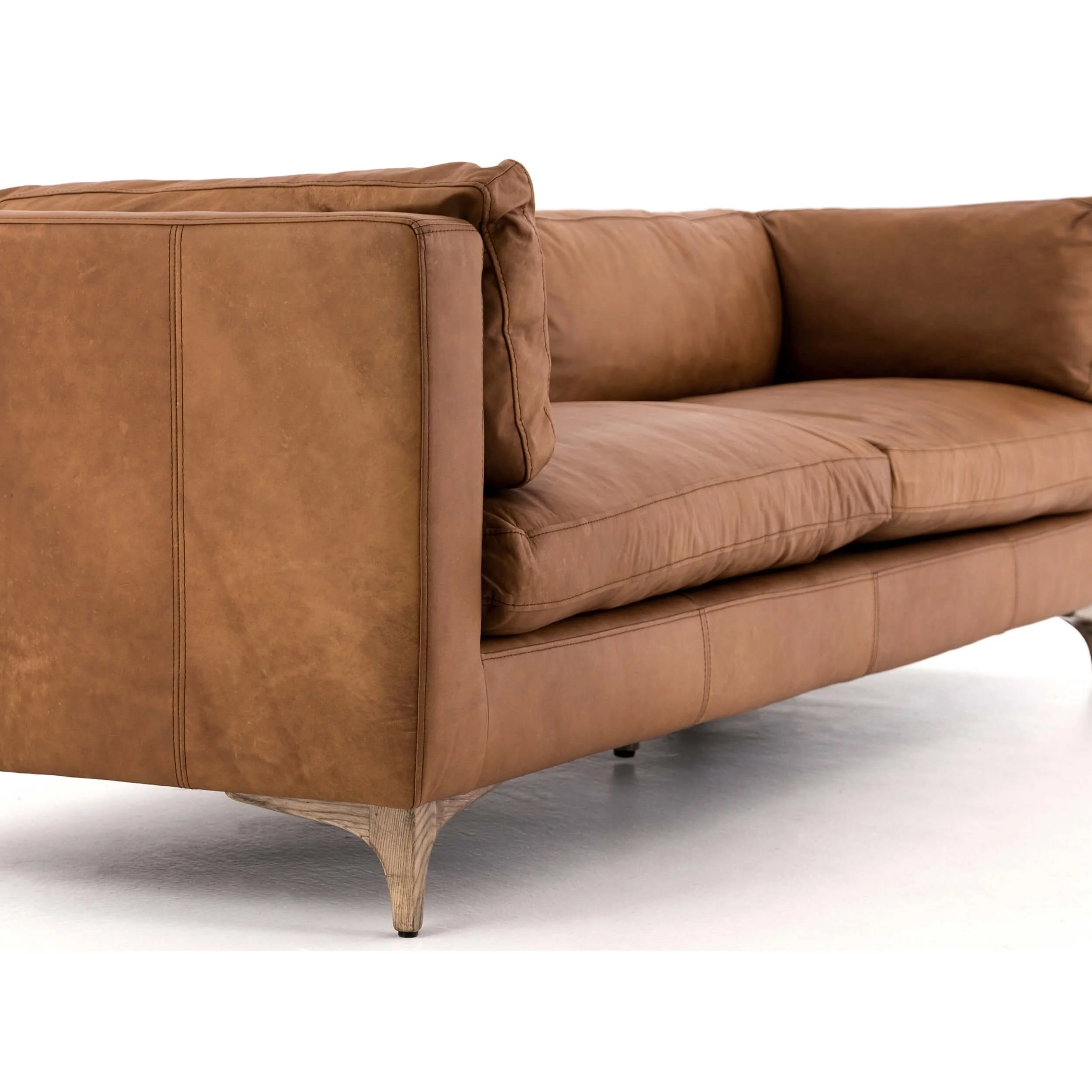 Beckwith Leather Sofa, Natural Washed Camel by Four Hands - Image 3
