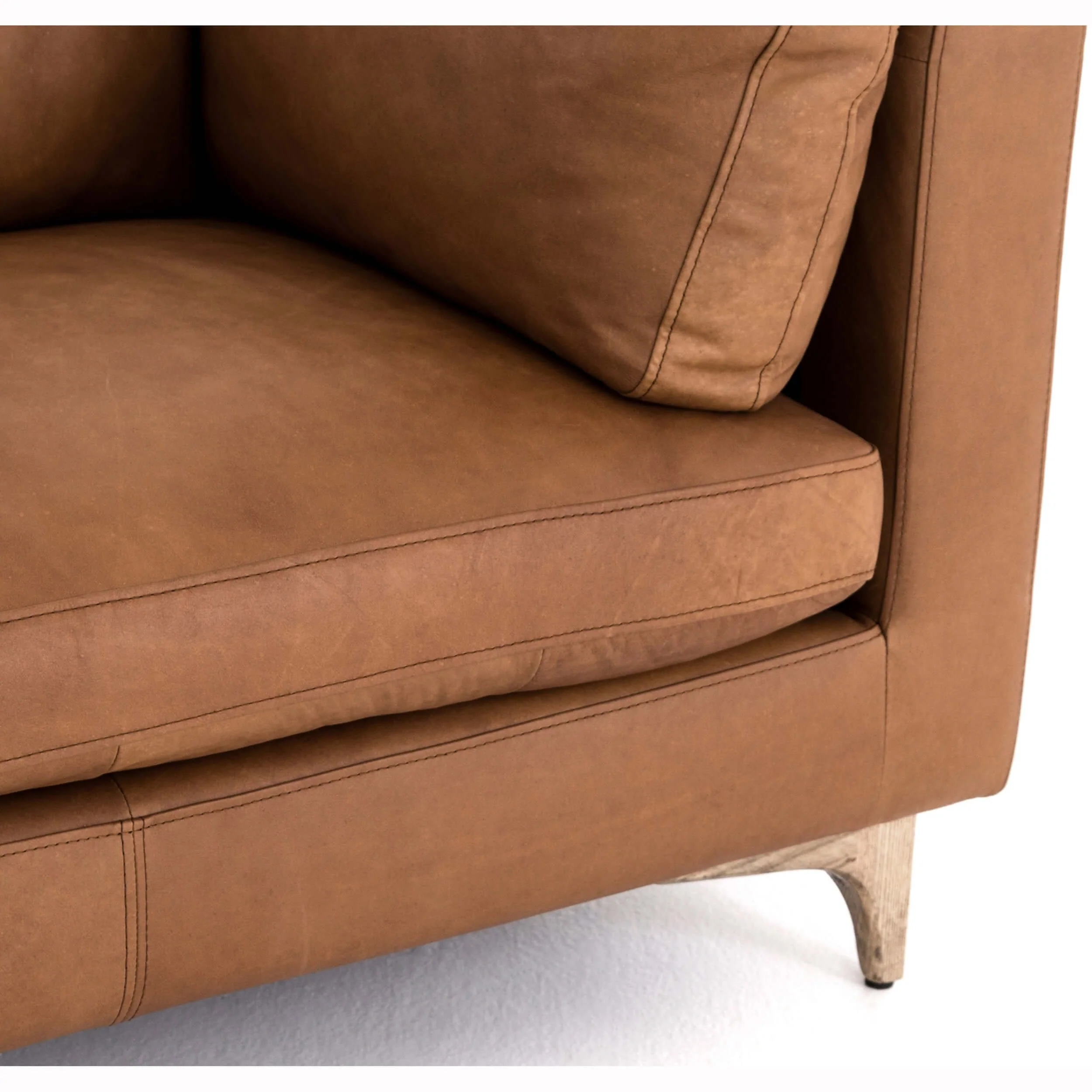 Beckwith Leather Sofa, Natural Washed Camel by Four Hands - Image 8