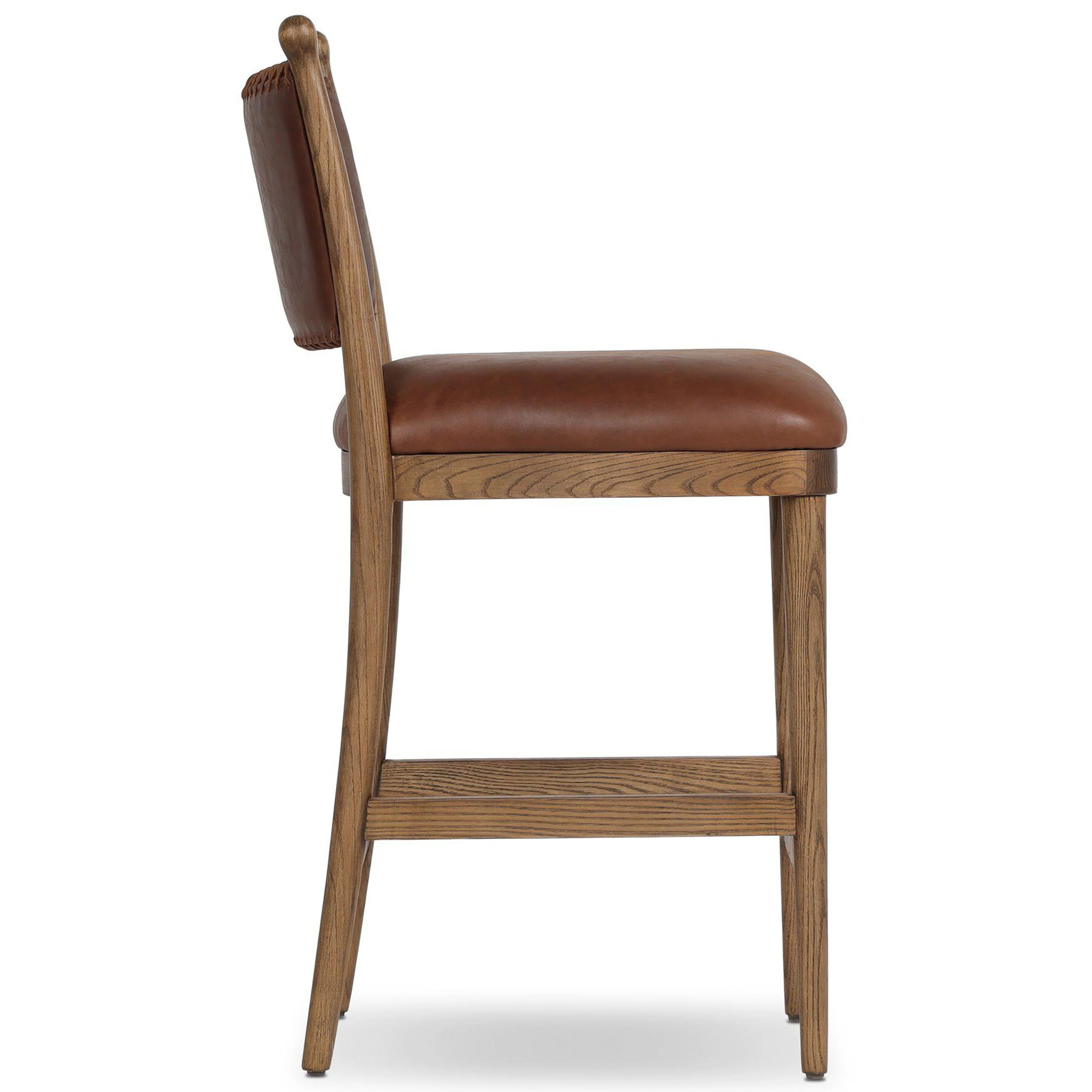 Bella Leather Bar & Counter Stool, Dulane Mahogany by Amber Lewis x Four Hands - Image 3