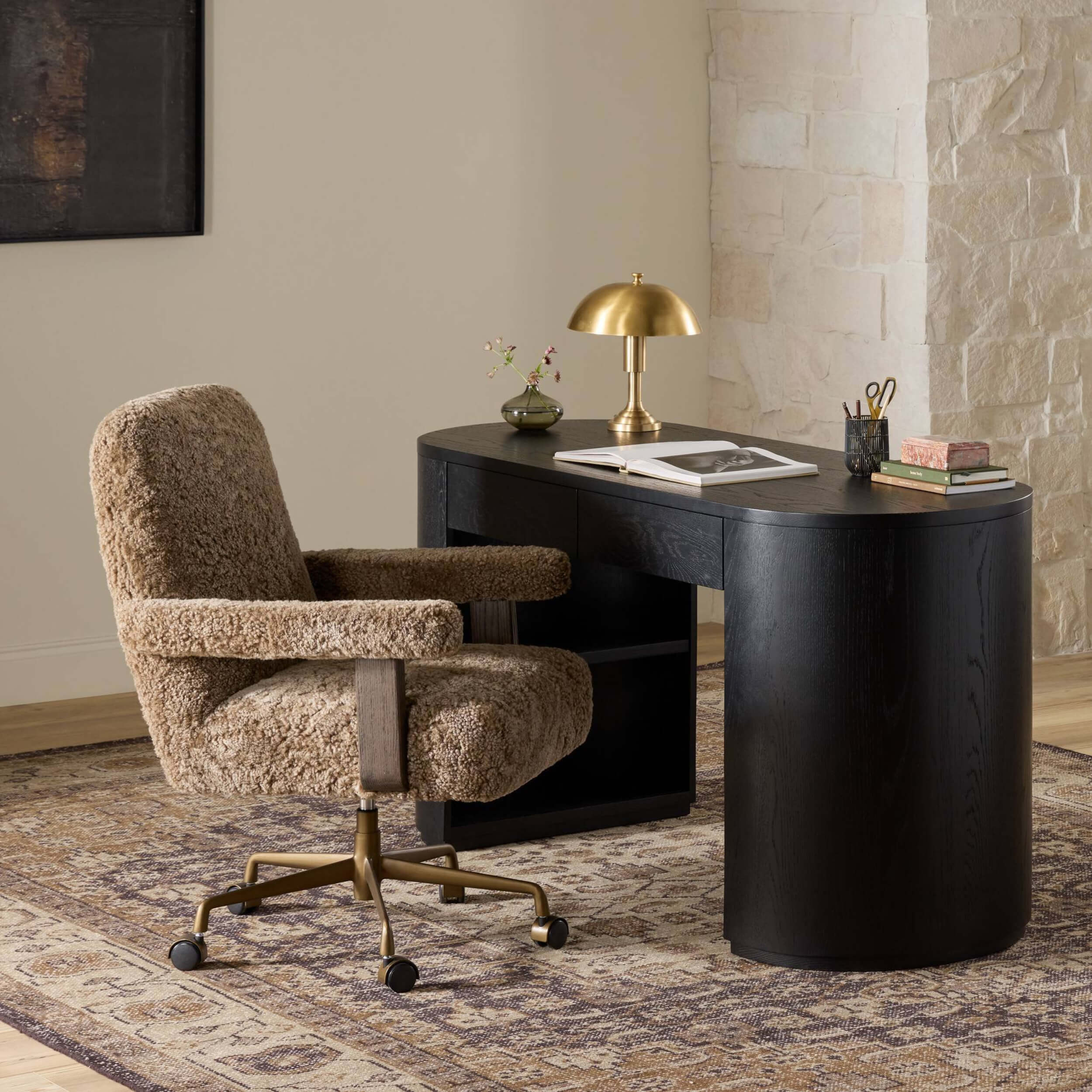 Bergen Desk Chair, Taupe Shearling by Four Hands - Image 6