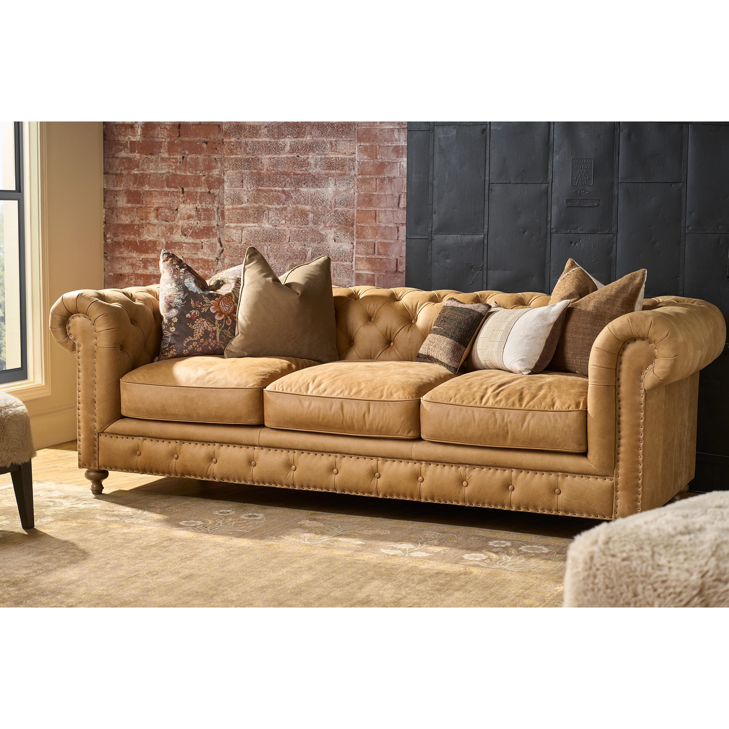 Berkeley Leather Sofa, Winchester Sandstone - Image 4