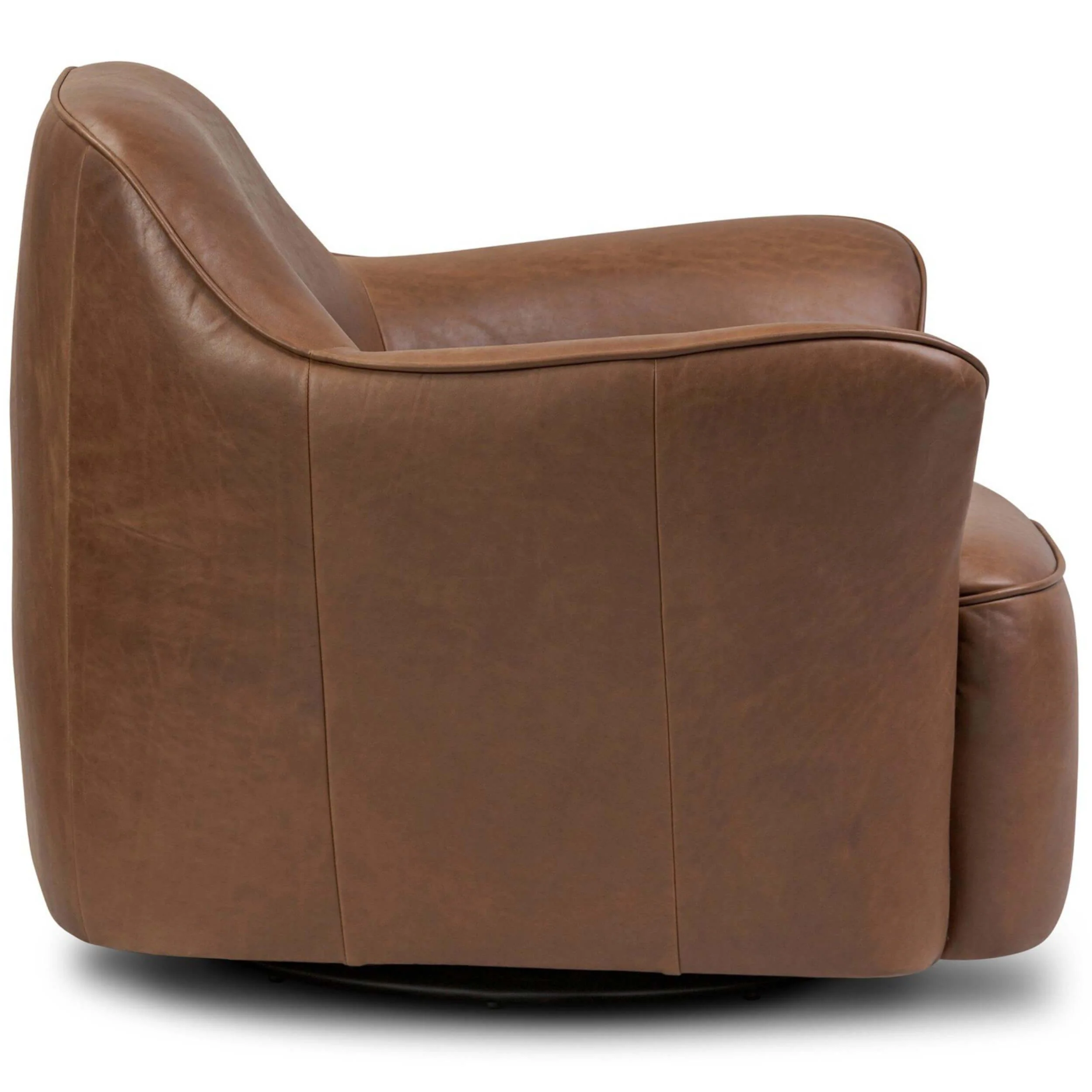 Bethany Leather Swivel Chair, Dulane Mahogany by Four Hands - Image 3