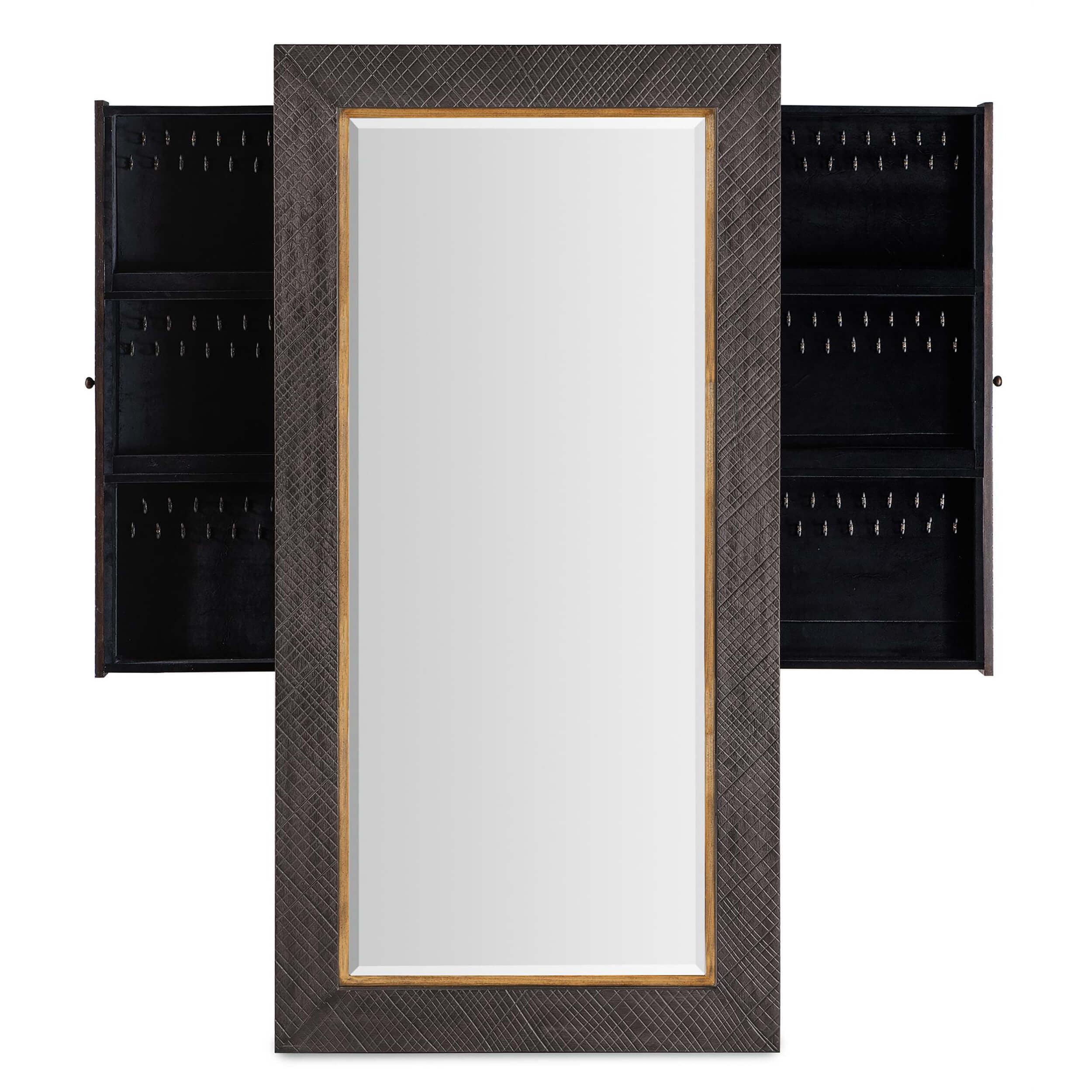 Big Sky Floor Mirror w/Jewelry Storage, Furrowed Bark - Image 3