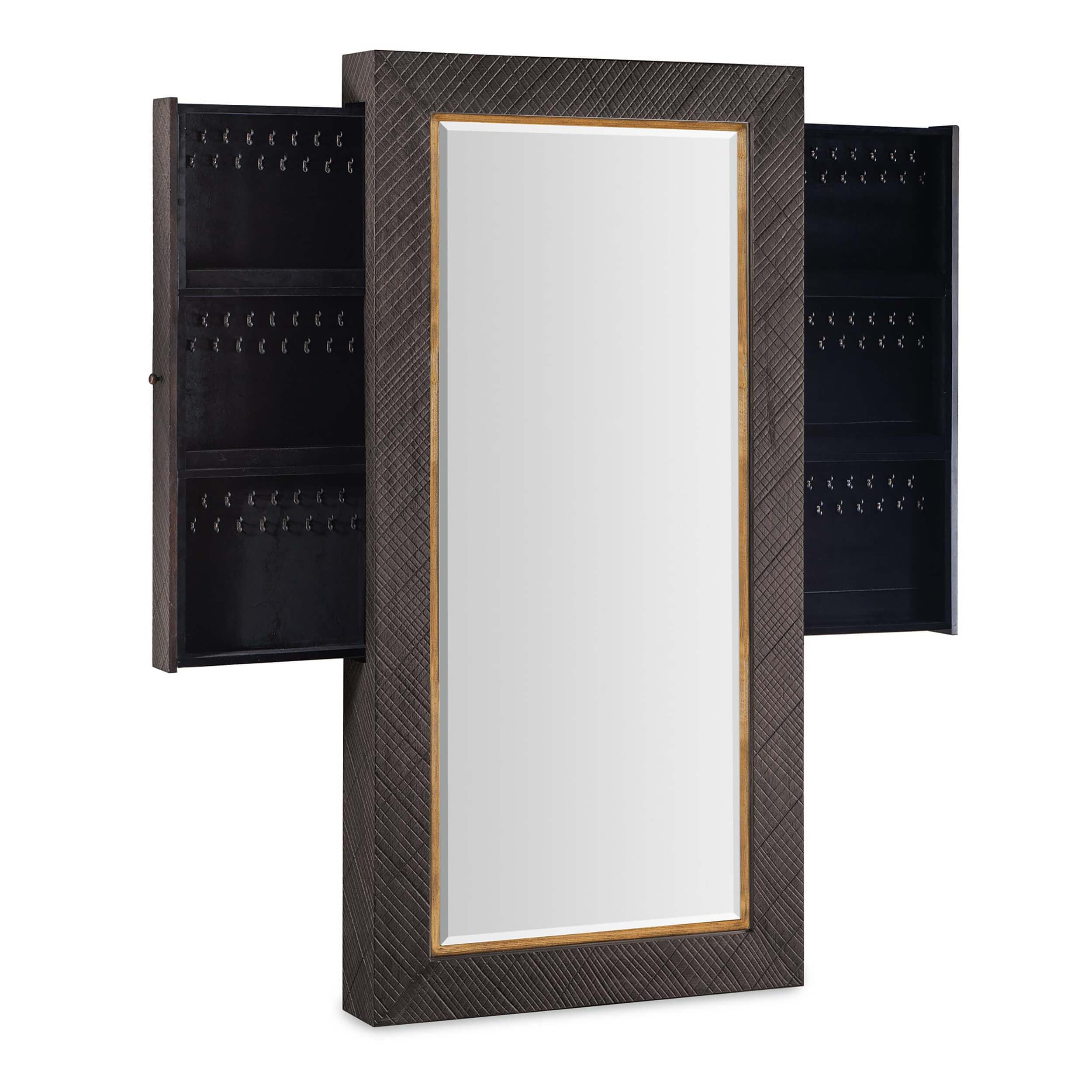 Big Sky Floor Mirror w/Jewelry Storage, Furrowed Bark - Image 4